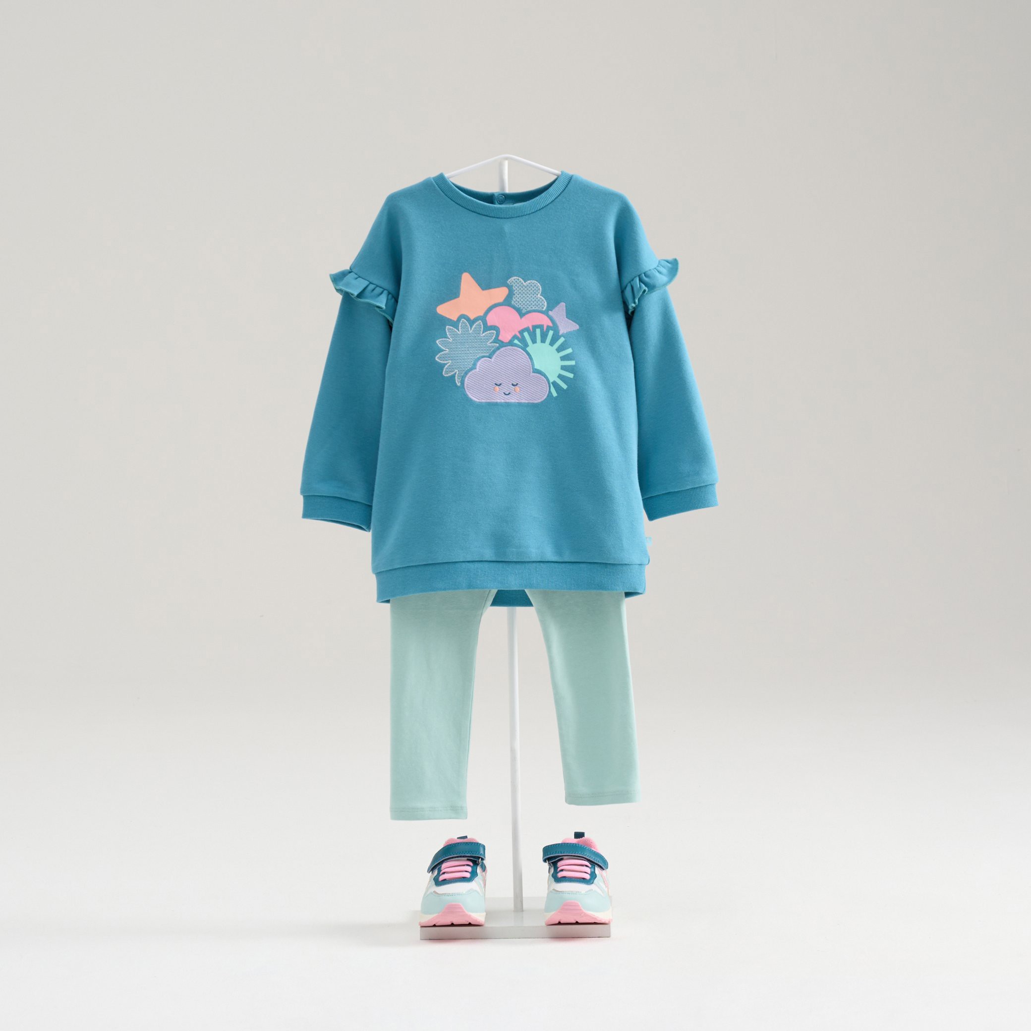 Ensemble sweat et legging bleu bébé fille - Bleu Mineral