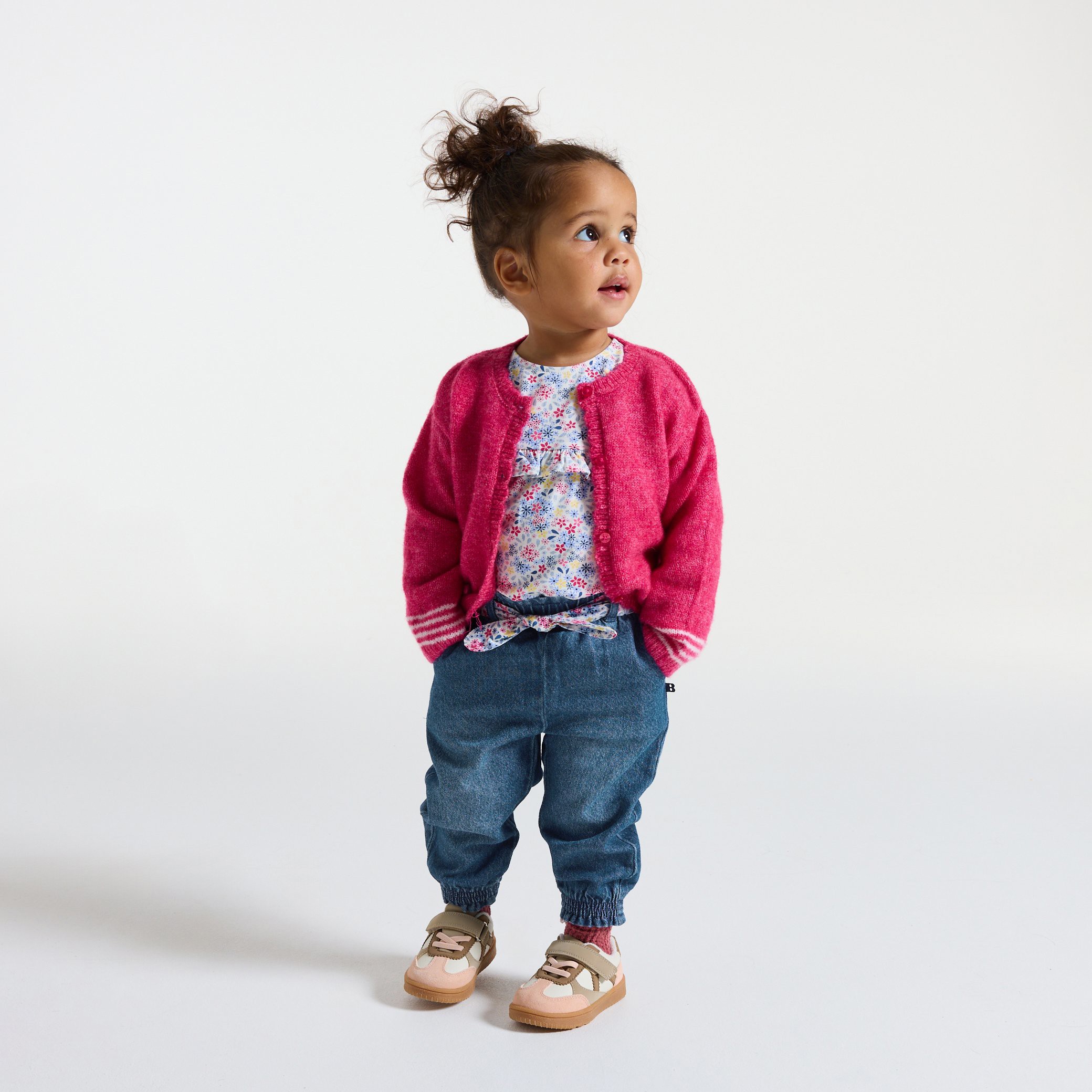 Pantalon marron ceinturé Fille - Denim bleu stone