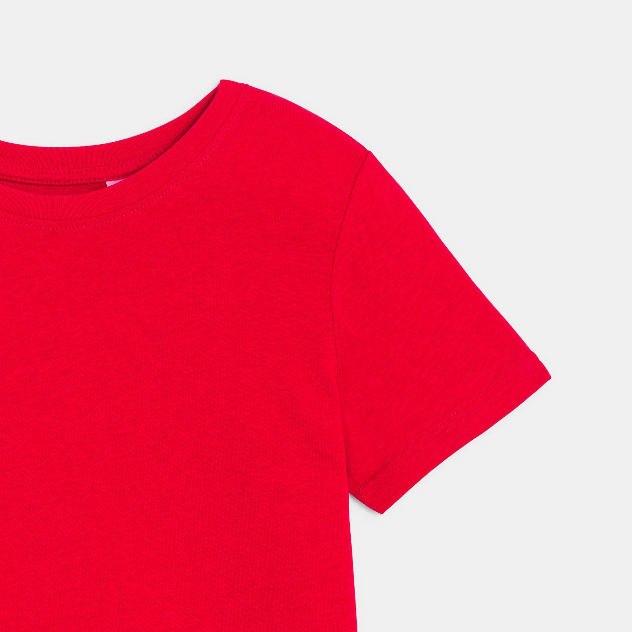 T-shirt basique manches courtes blanc garçon - Rouge grenadine