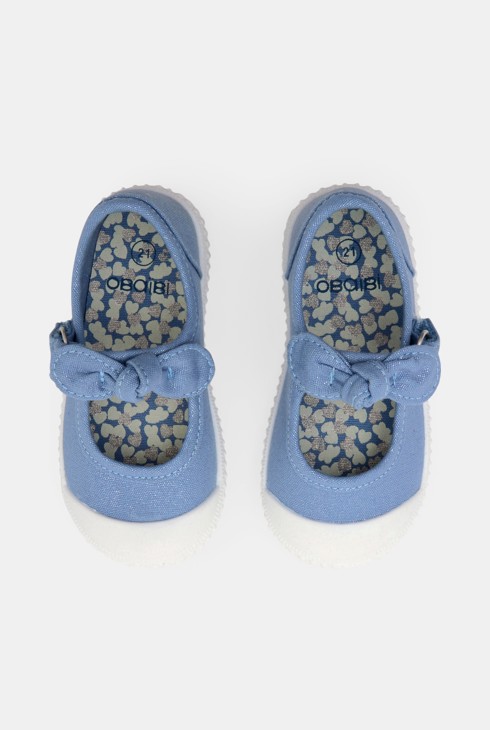 Ballerines toile à noeud bleu bébé fille 2