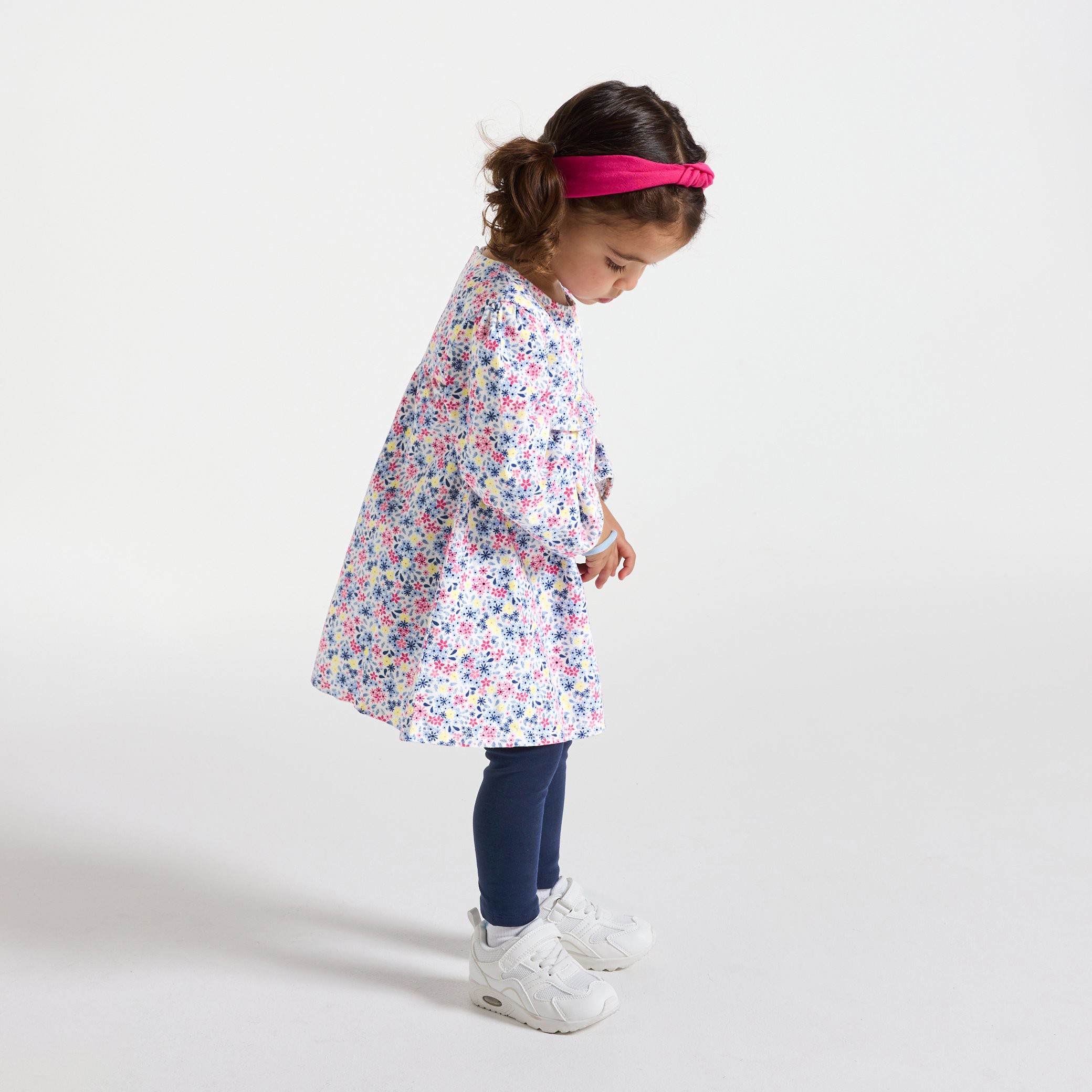 Robe imprimé fleuri et legging bleu bébé fille - Imprimé rose
