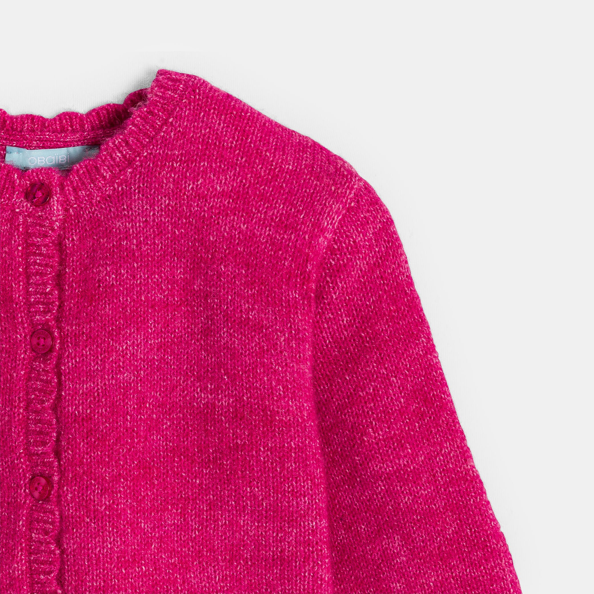 Gilet blanc en maille bébé fille - Rose feu