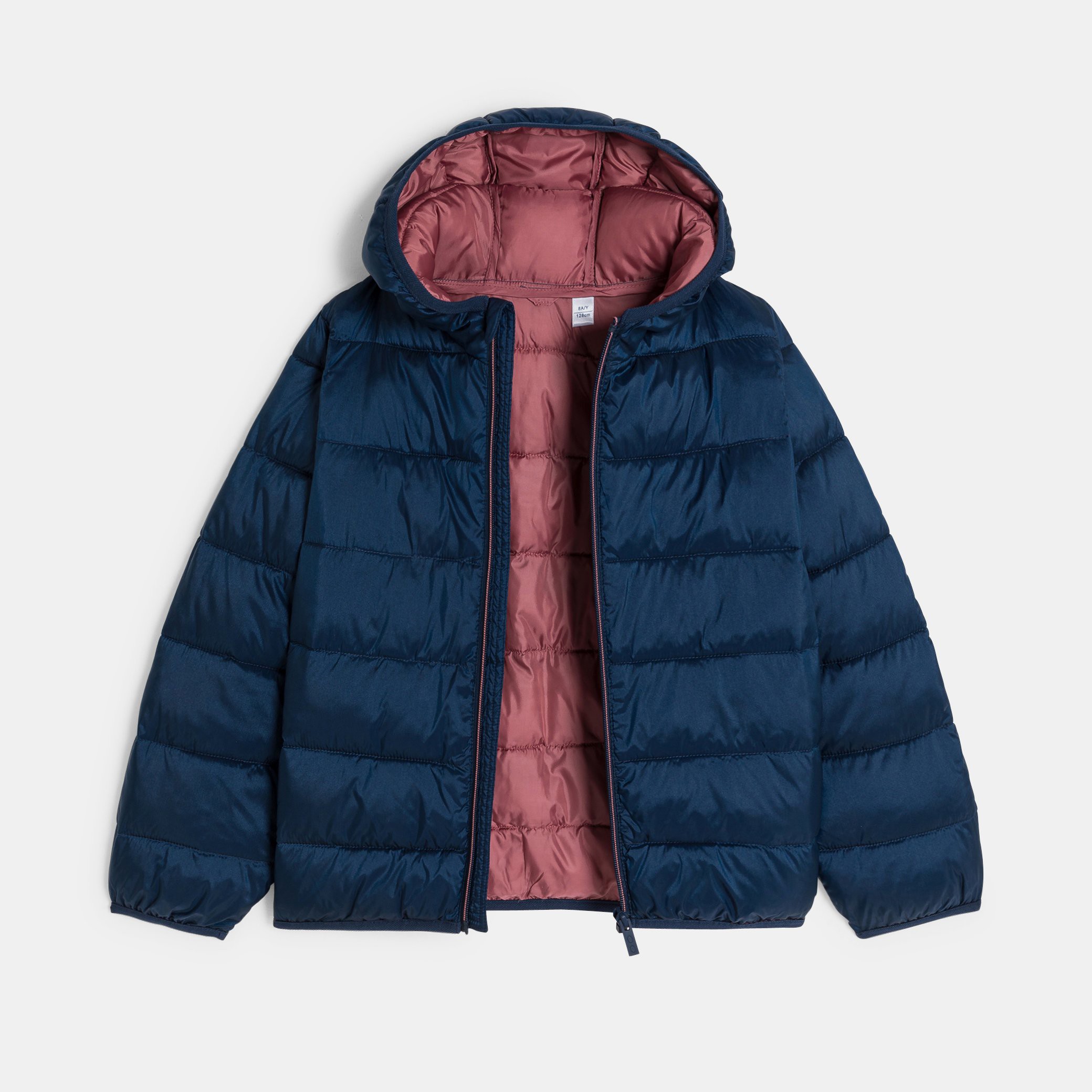 Doudoune à capuche uni bleu marine Fille - Bleu Tres Fonce