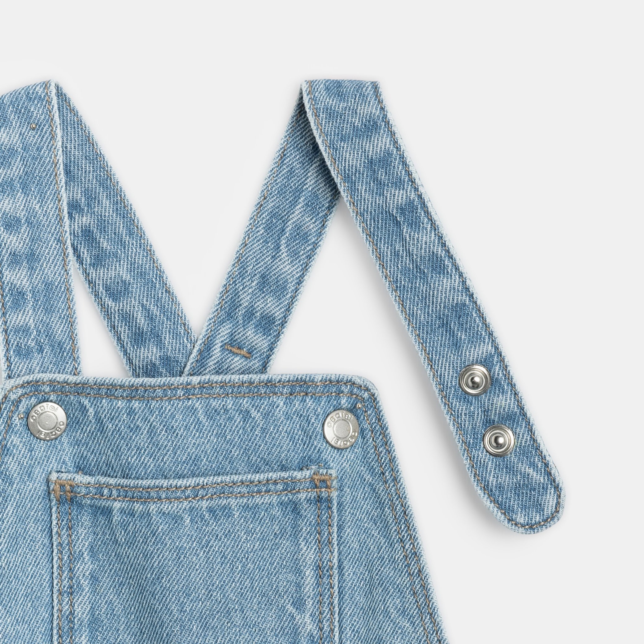 Salopette courte jean bleu denim bébé fille - Denim bleu