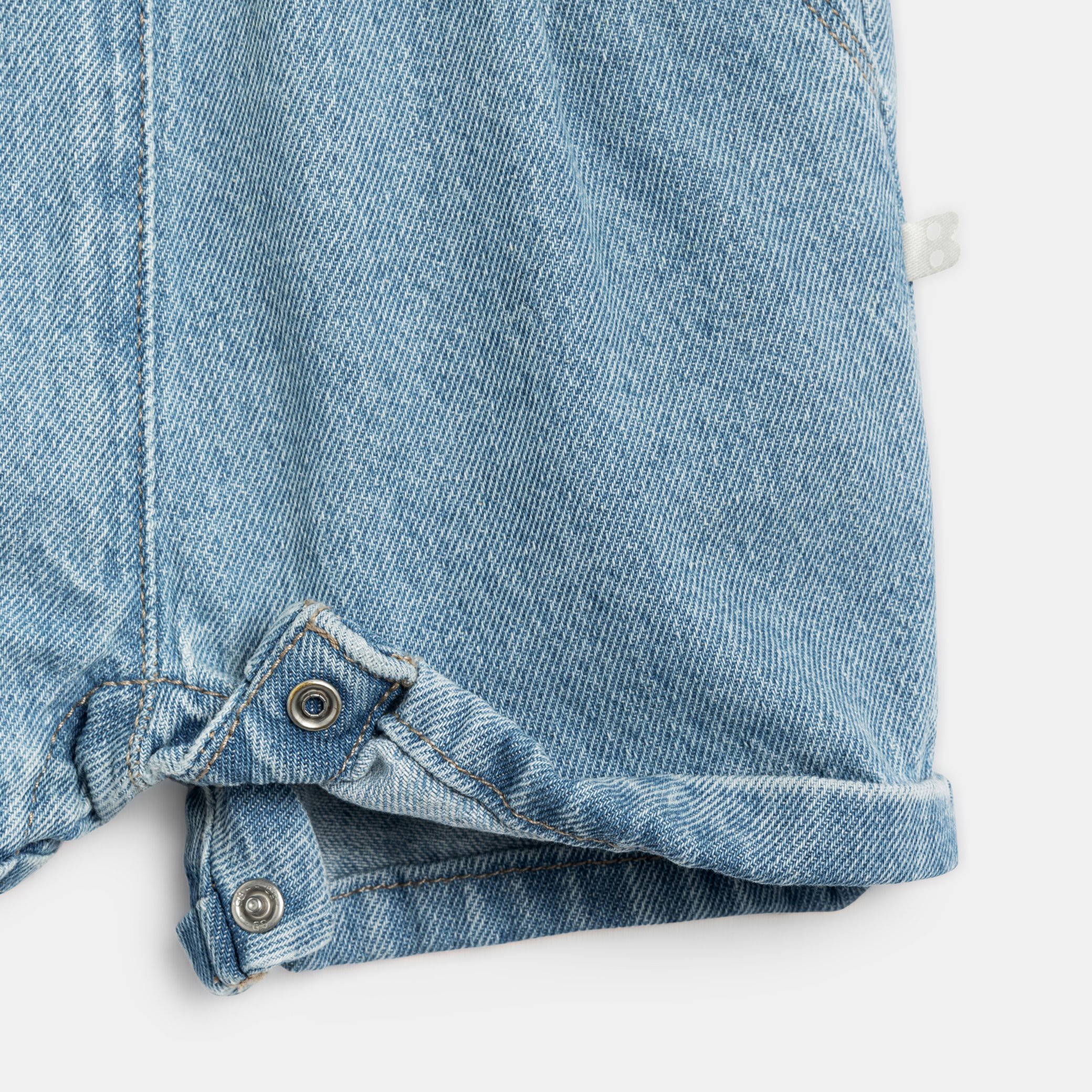 Salopette courte jean bleu denim bébé fille - Denim bleu