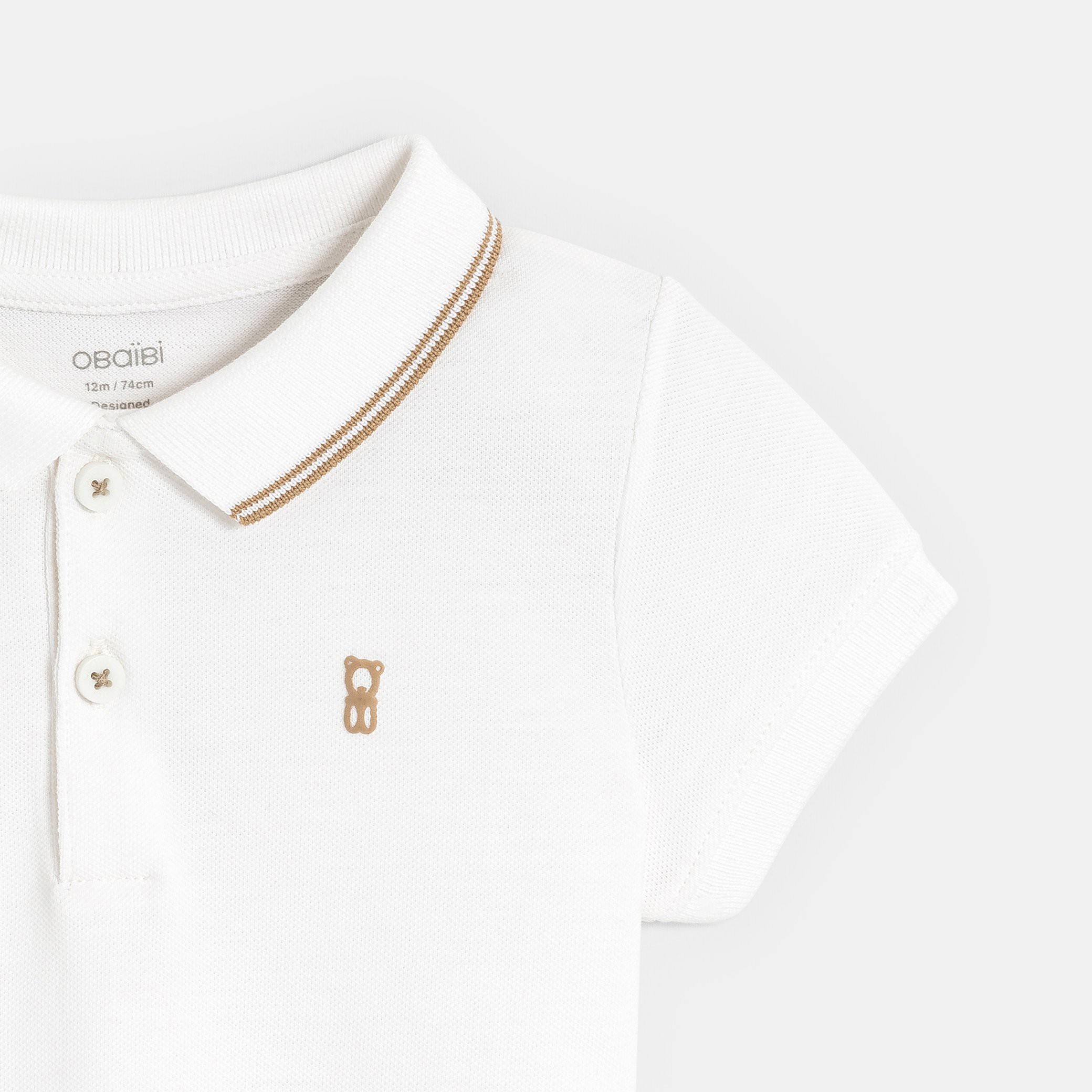 Polo bleu bébé garçon - blanc optique