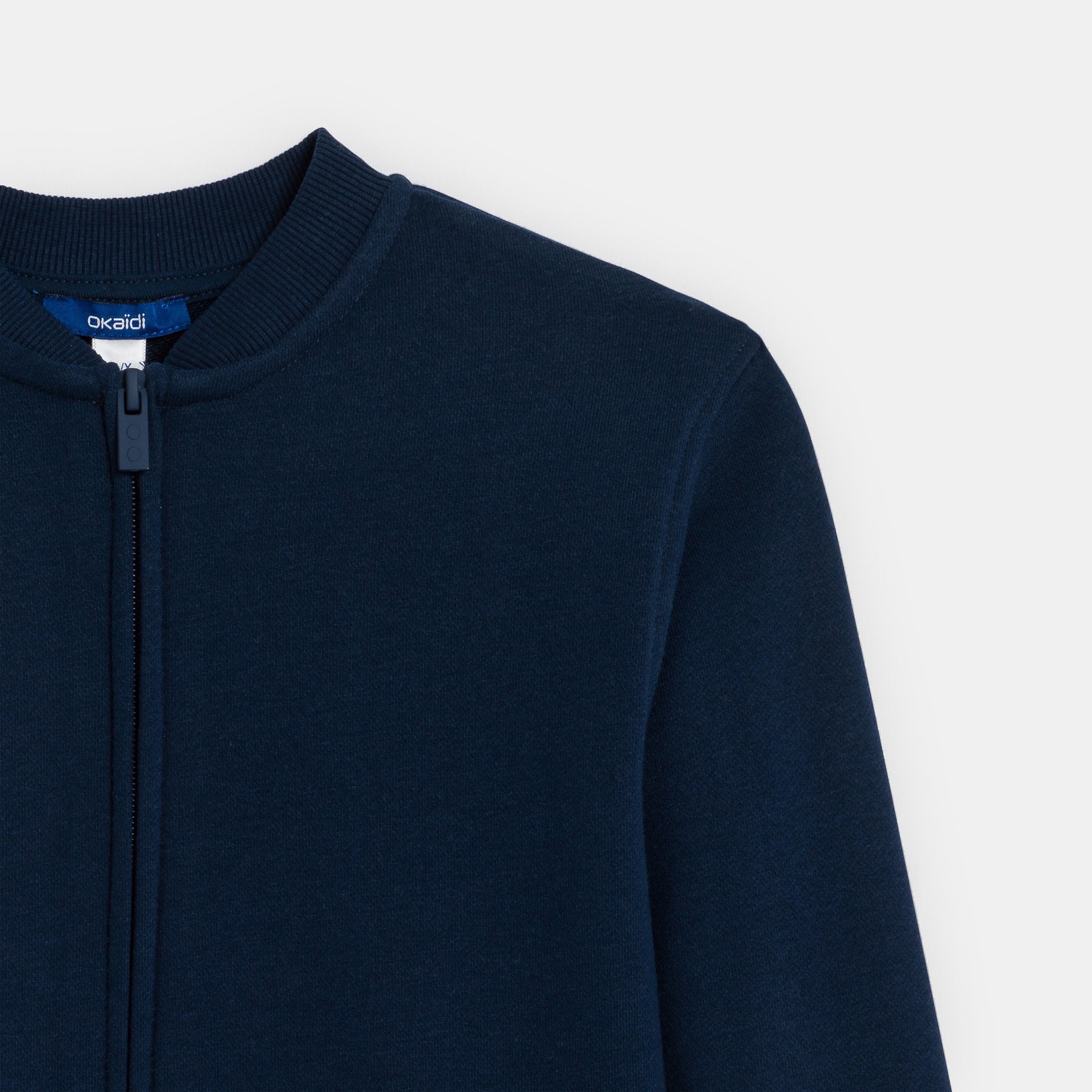 Sweat-shirt teddy en molleton uni bleu Garçon - Bleu amiral