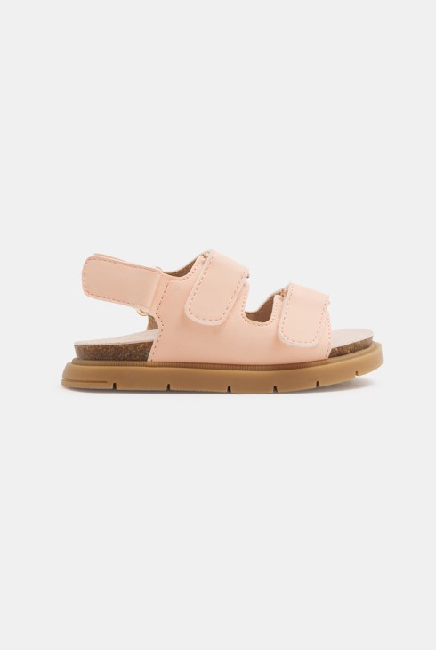 Sandales à scratch rose bébé fille 1