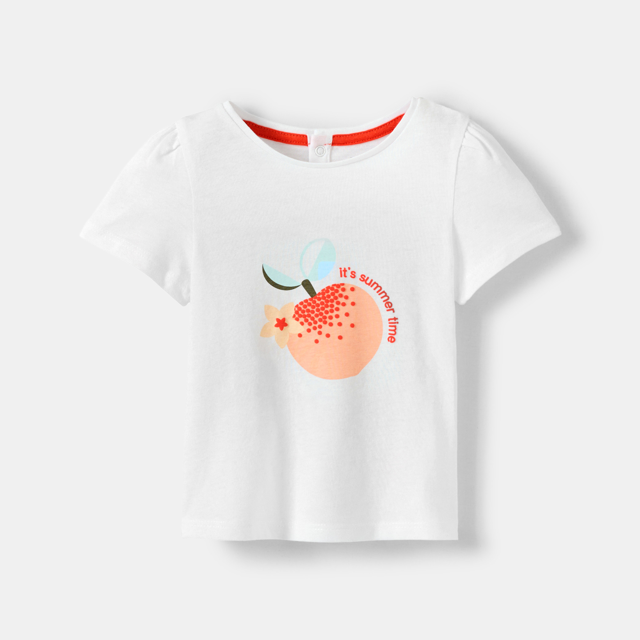 T-shirt jersey fleurs blanc bébé fille - Rose Thé