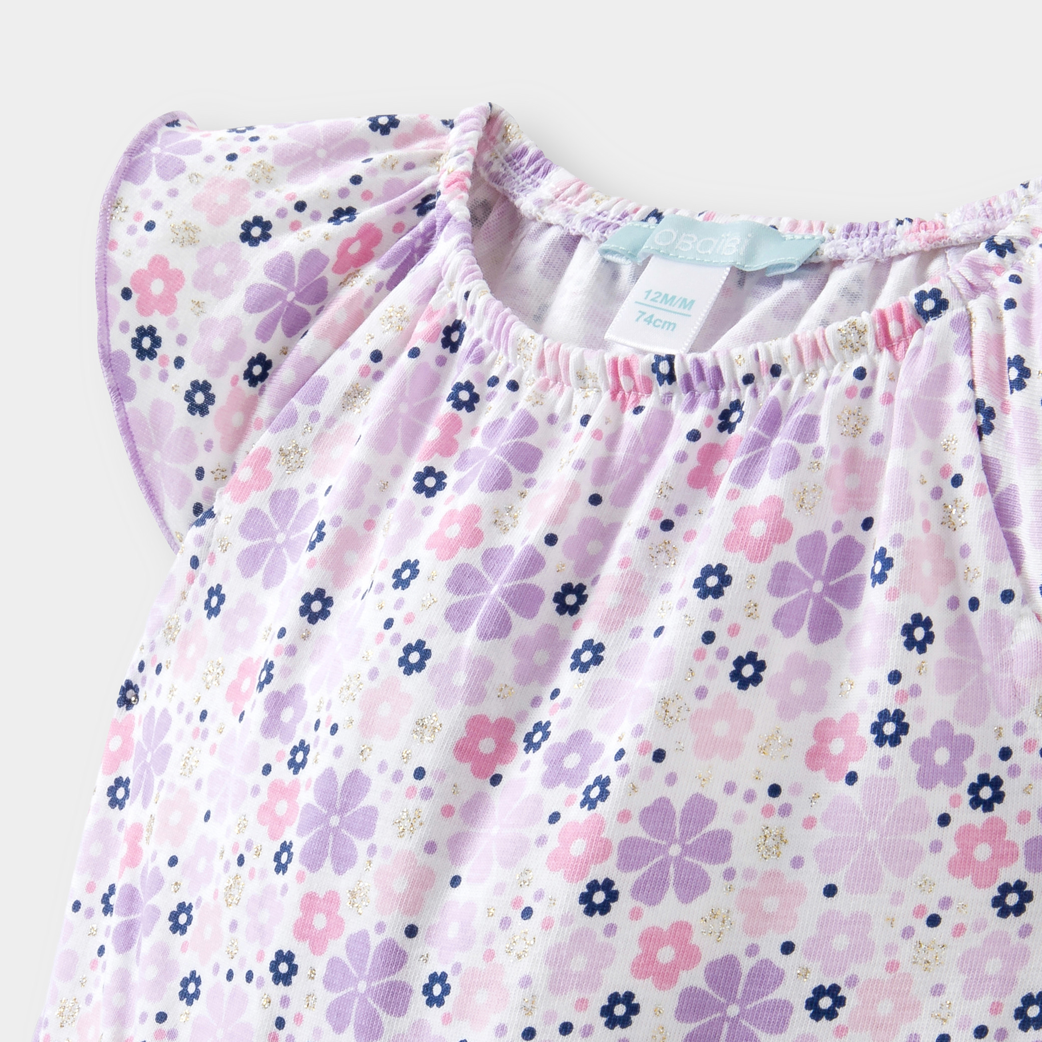 Combi longue fleurie rose bébé fille - Imprimé rose