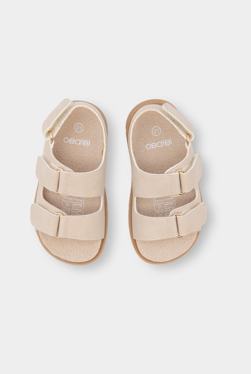 Sandales cuir à scratch beige bébé garçon 2