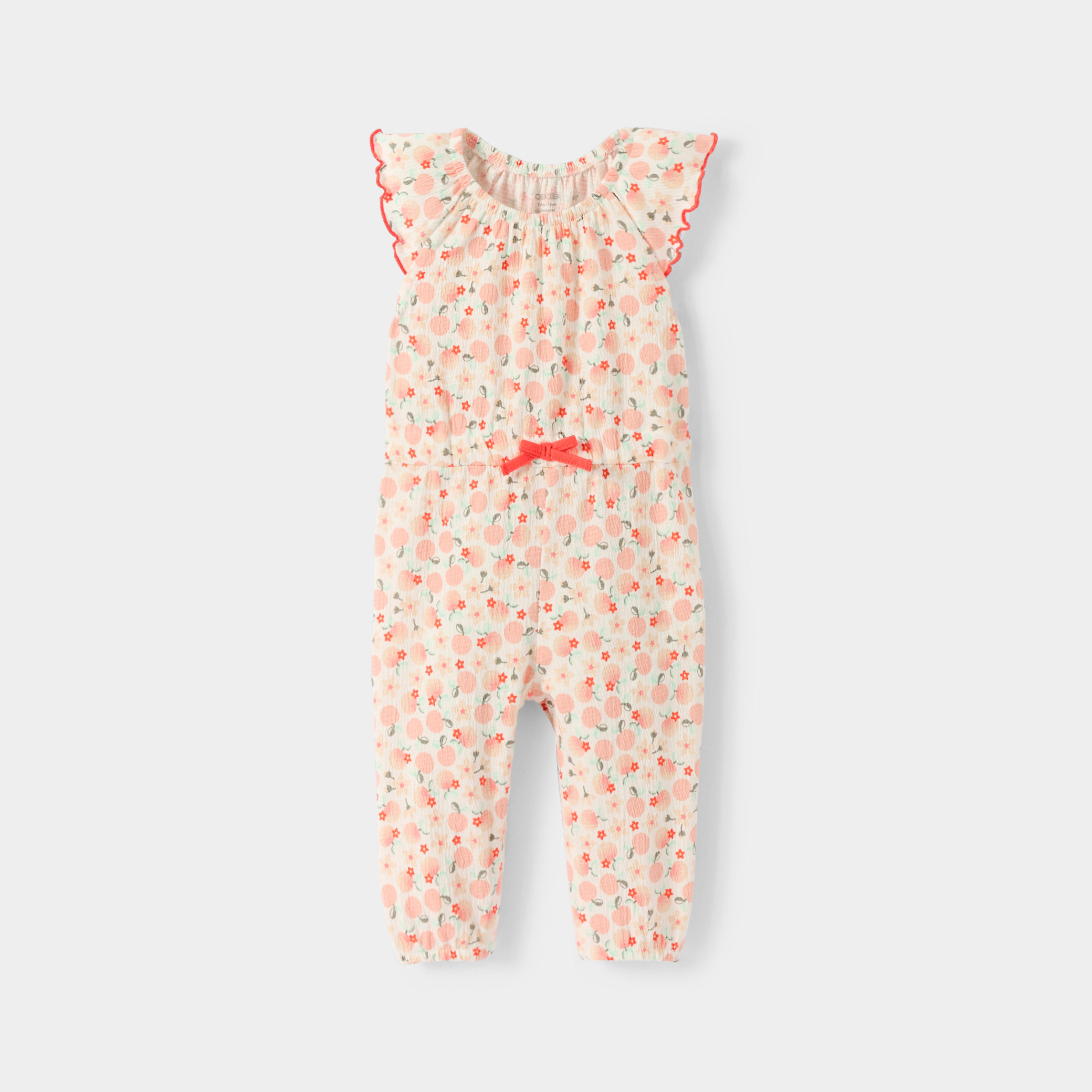 Combi longue fleurie rose bébé fille - Imprimé orange