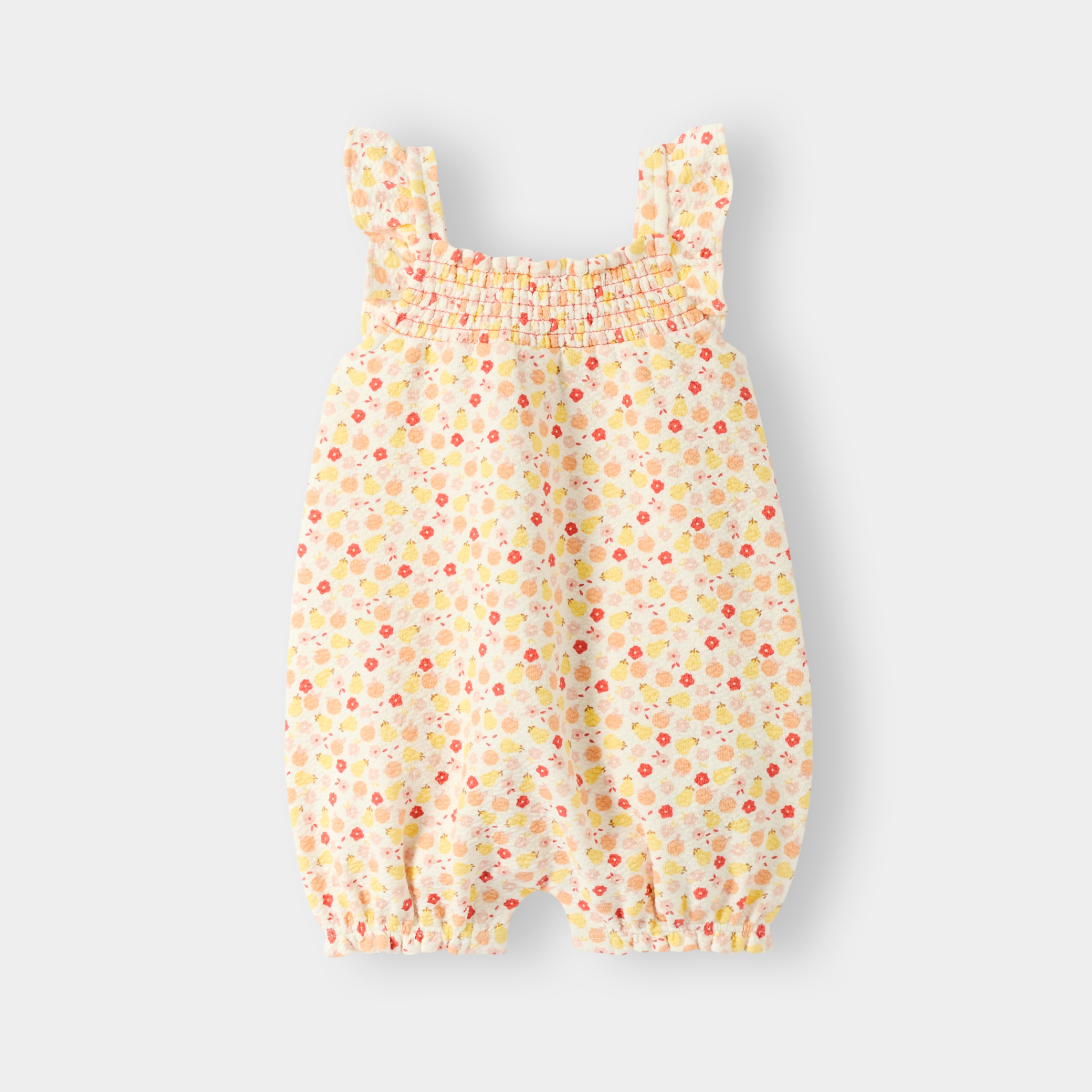Barboteuse fleurie jaune bébé fille - Imprimé multicolore