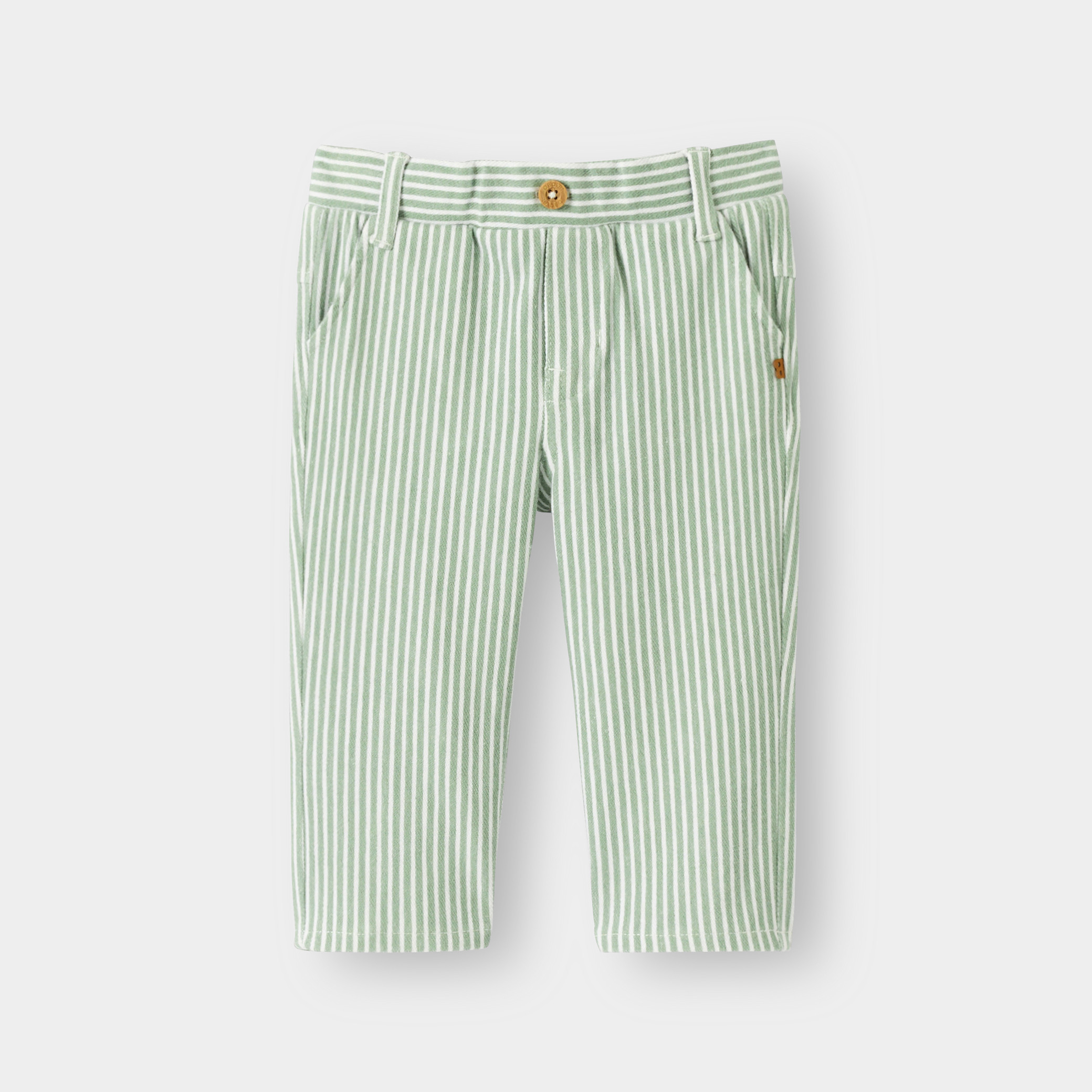 Pantalon vert à rayures garçon - Vert olivier