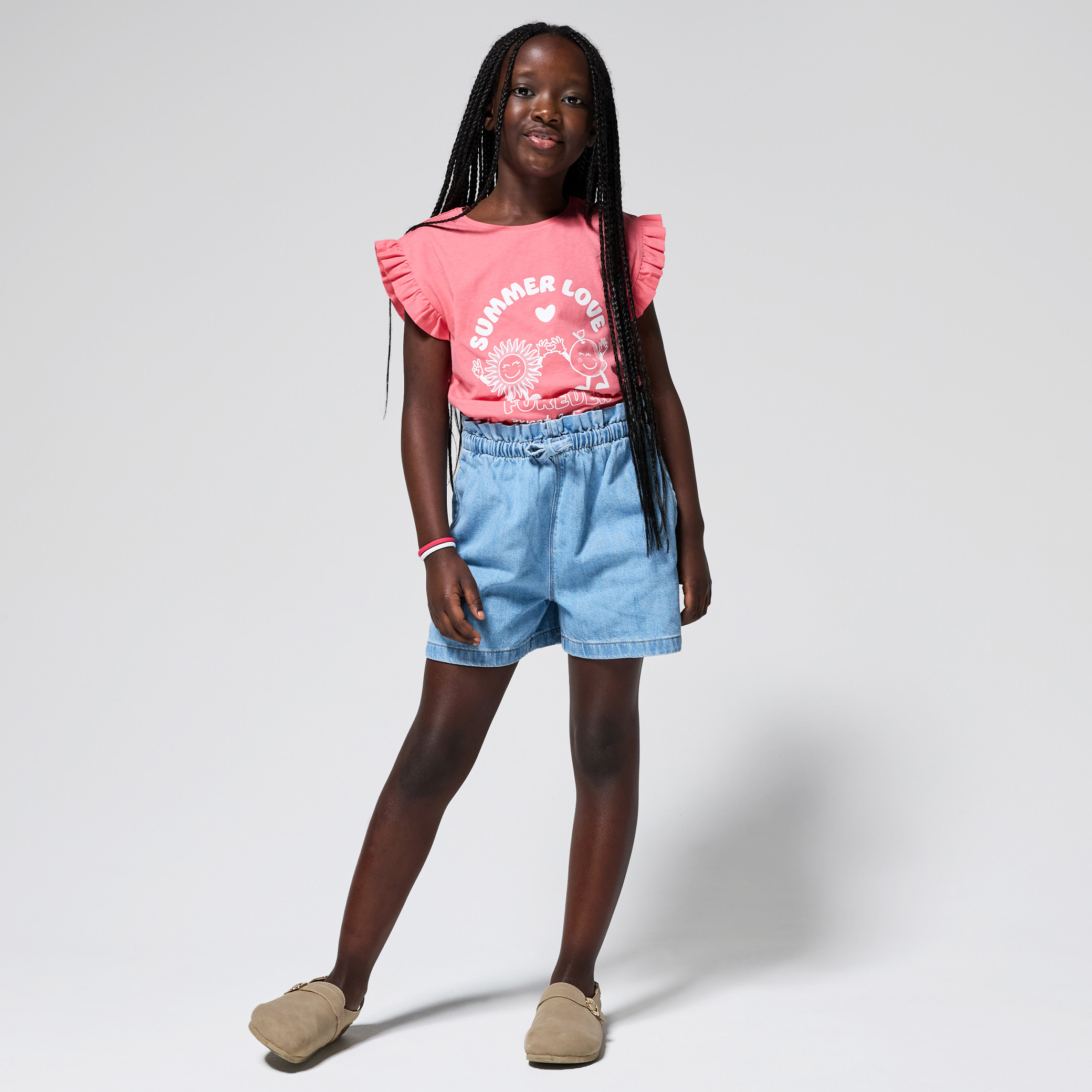 Short en jean léger bleu Fille - triple stone