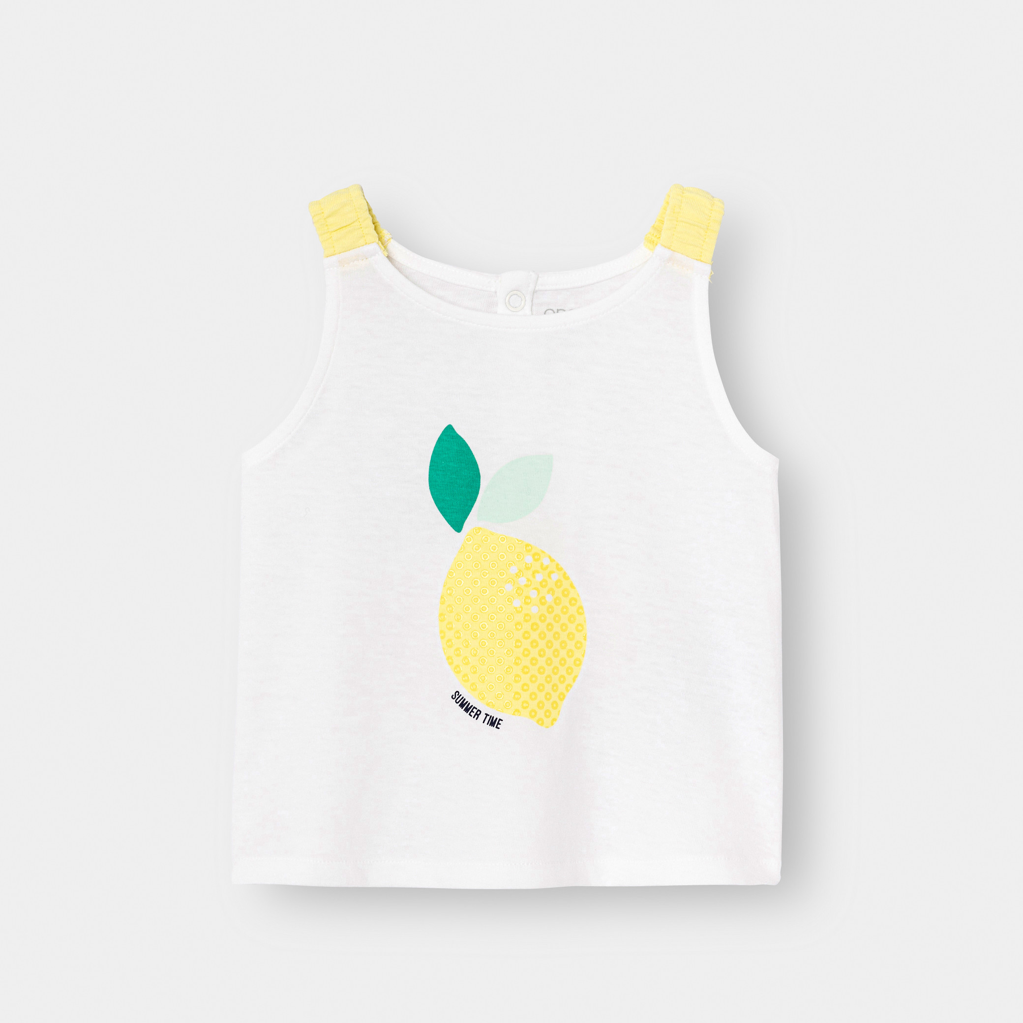 Débardeur mûre blanc bébé fille - Jaune