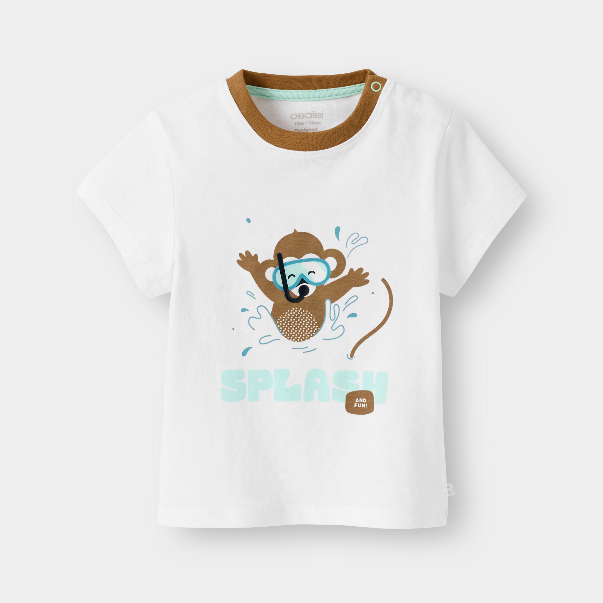 T-shirt crocodile blanc bébé garçon - Imprimé blanc