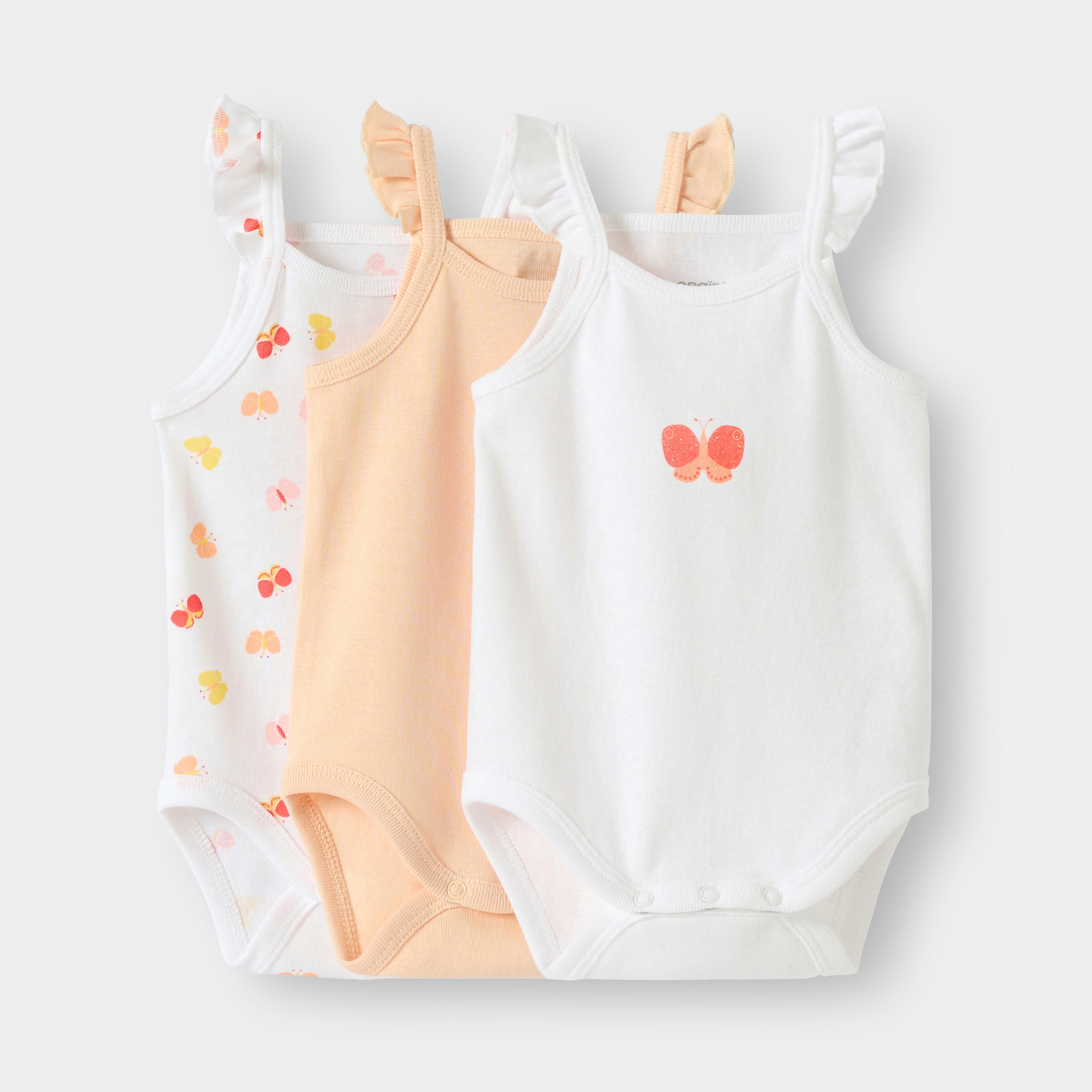 Body à bretelles papillon orange bébé fille (lot de 3) - orange
