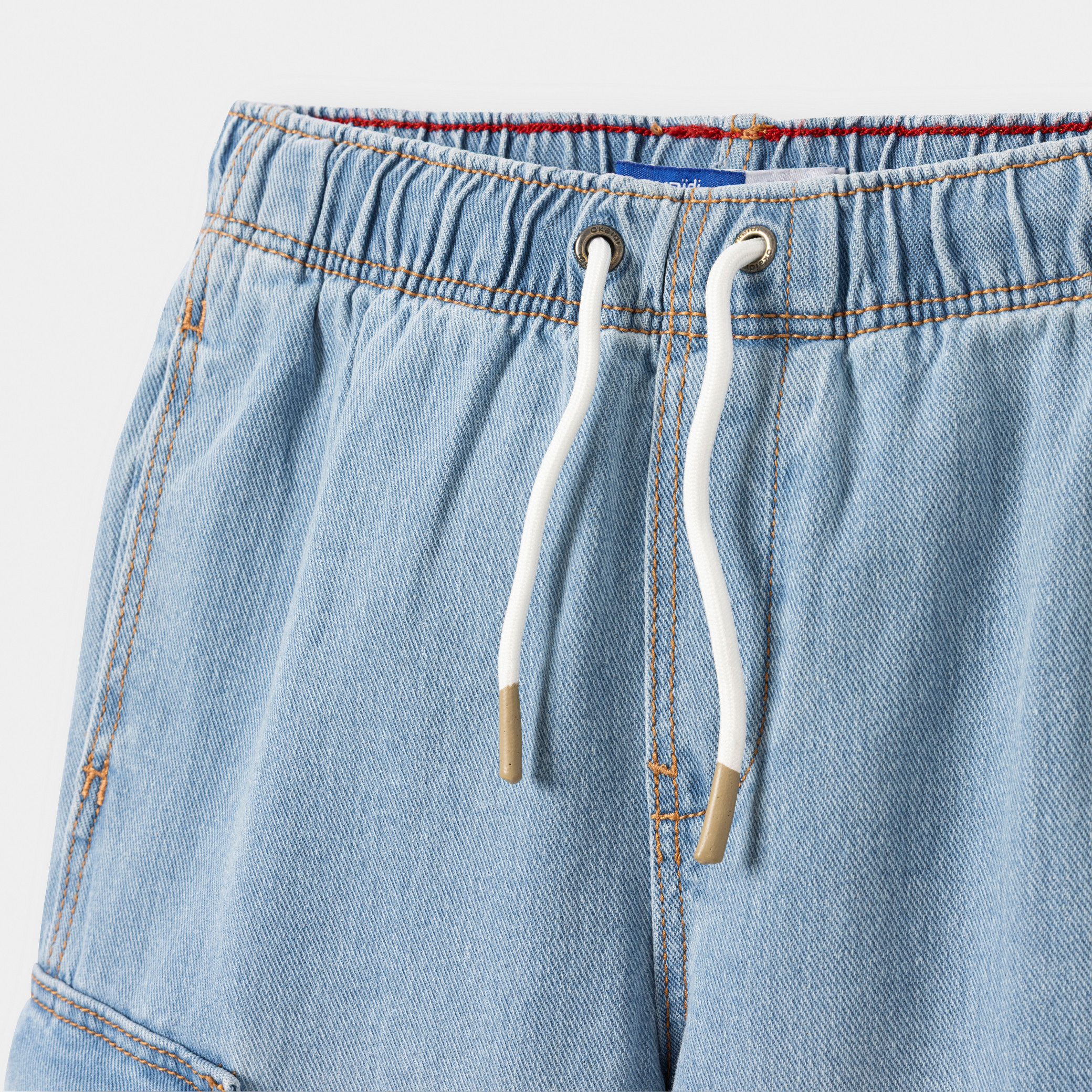 Bermuda cargo denim garçon bleu - Denim Bleached Blue