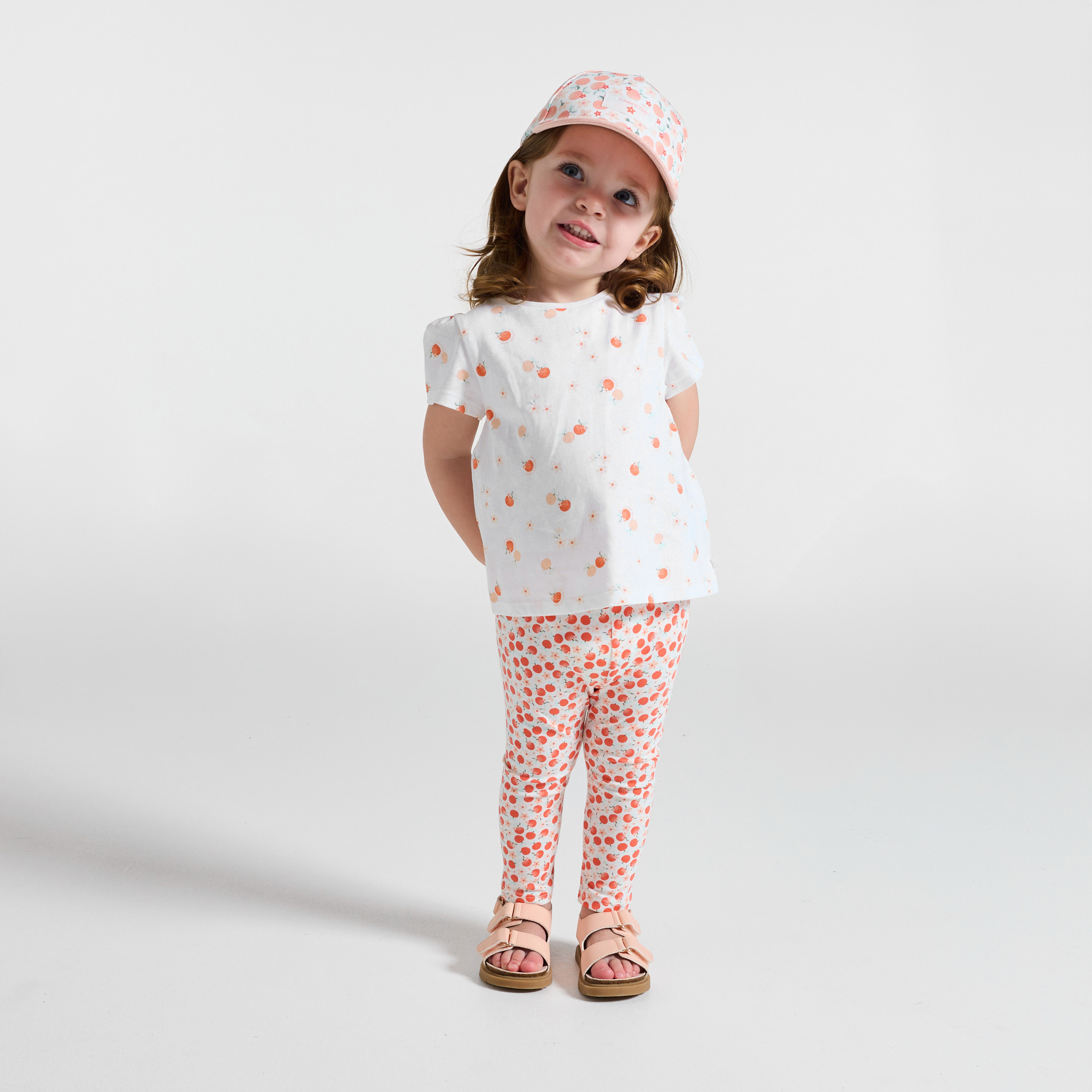 T-shirt jersey fleurs blanc bébé fille - Imprimé orange