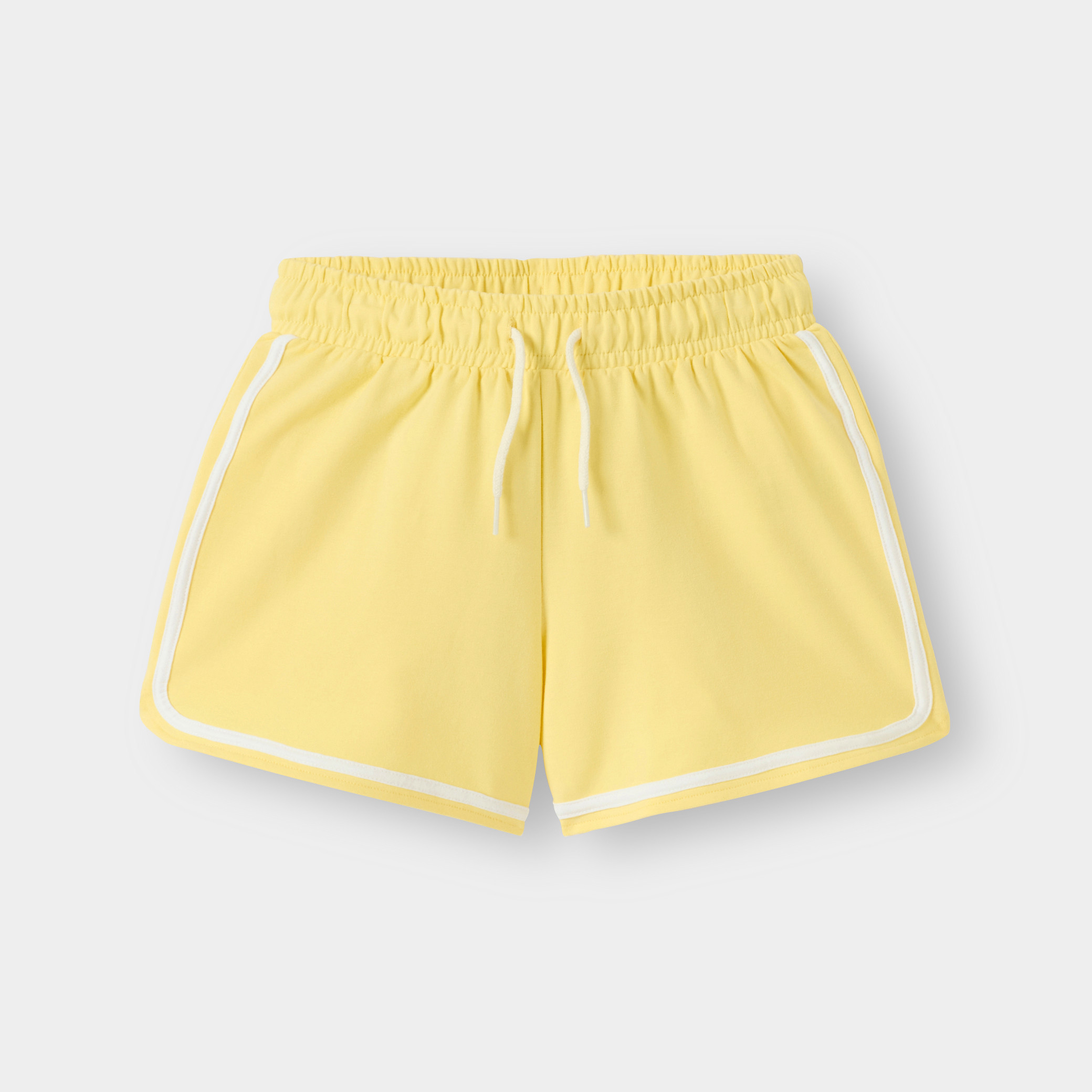 Short molleton léger rose fille - Jaune banane