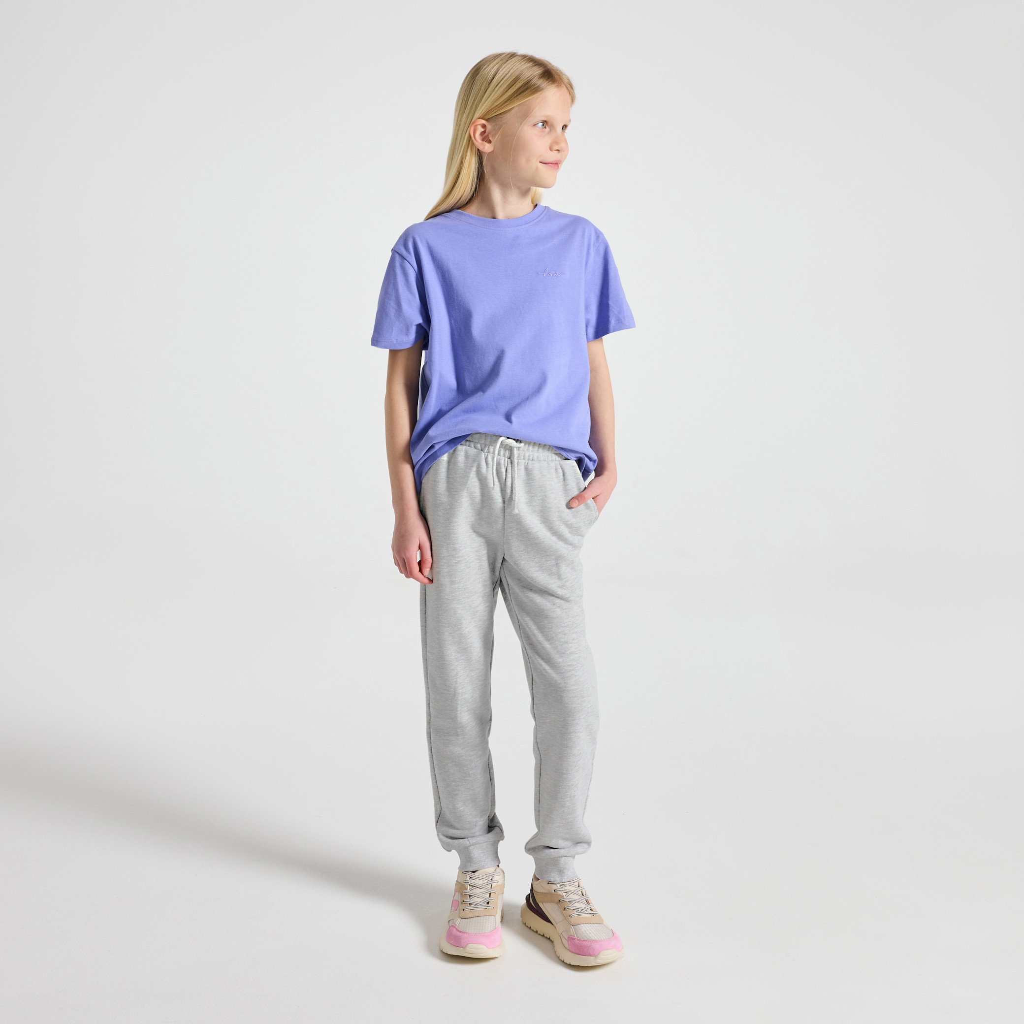 Jogging rose en molleton Fille - Gris Raton