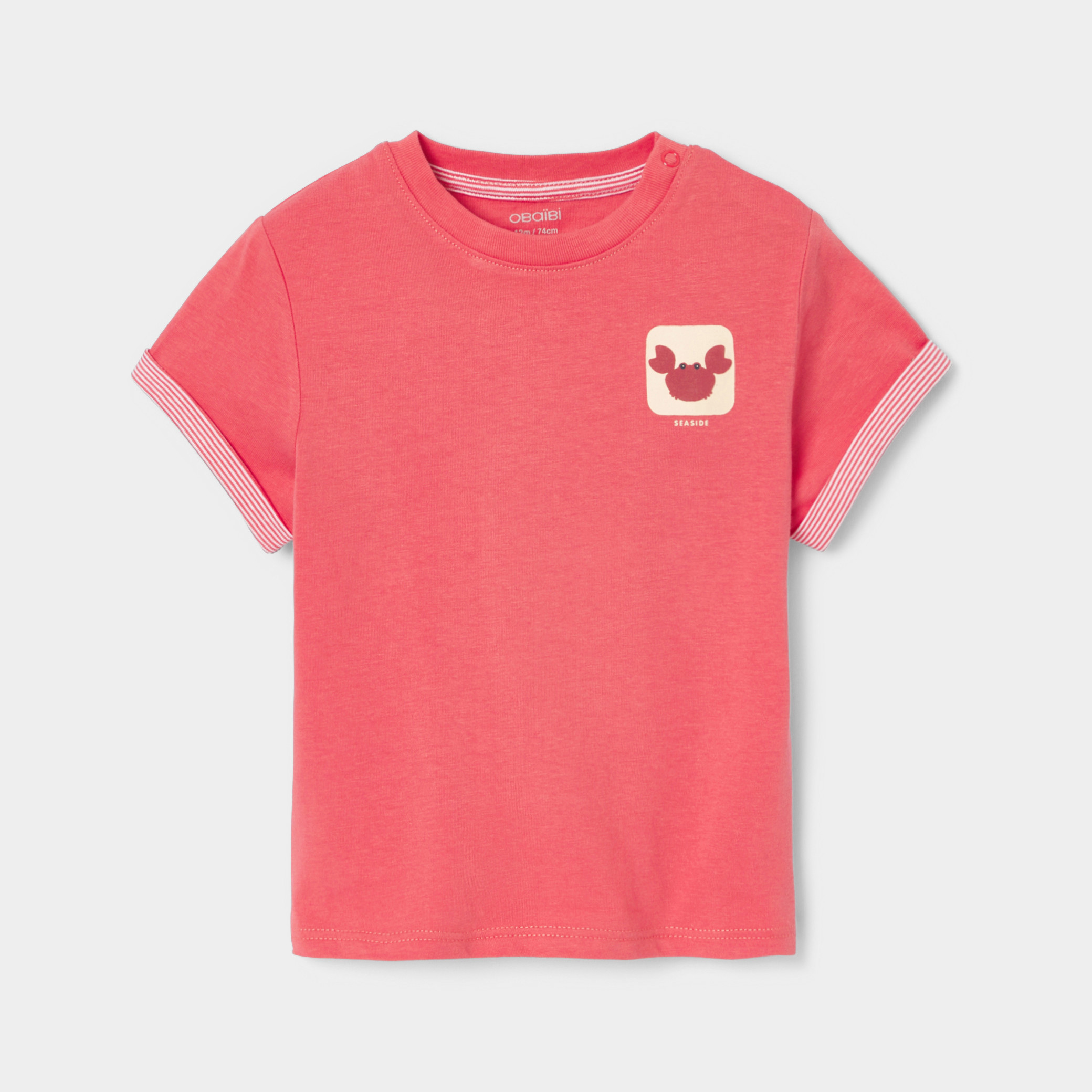 T-shirt à motif bleu bébé garçon - Corail  Moyen