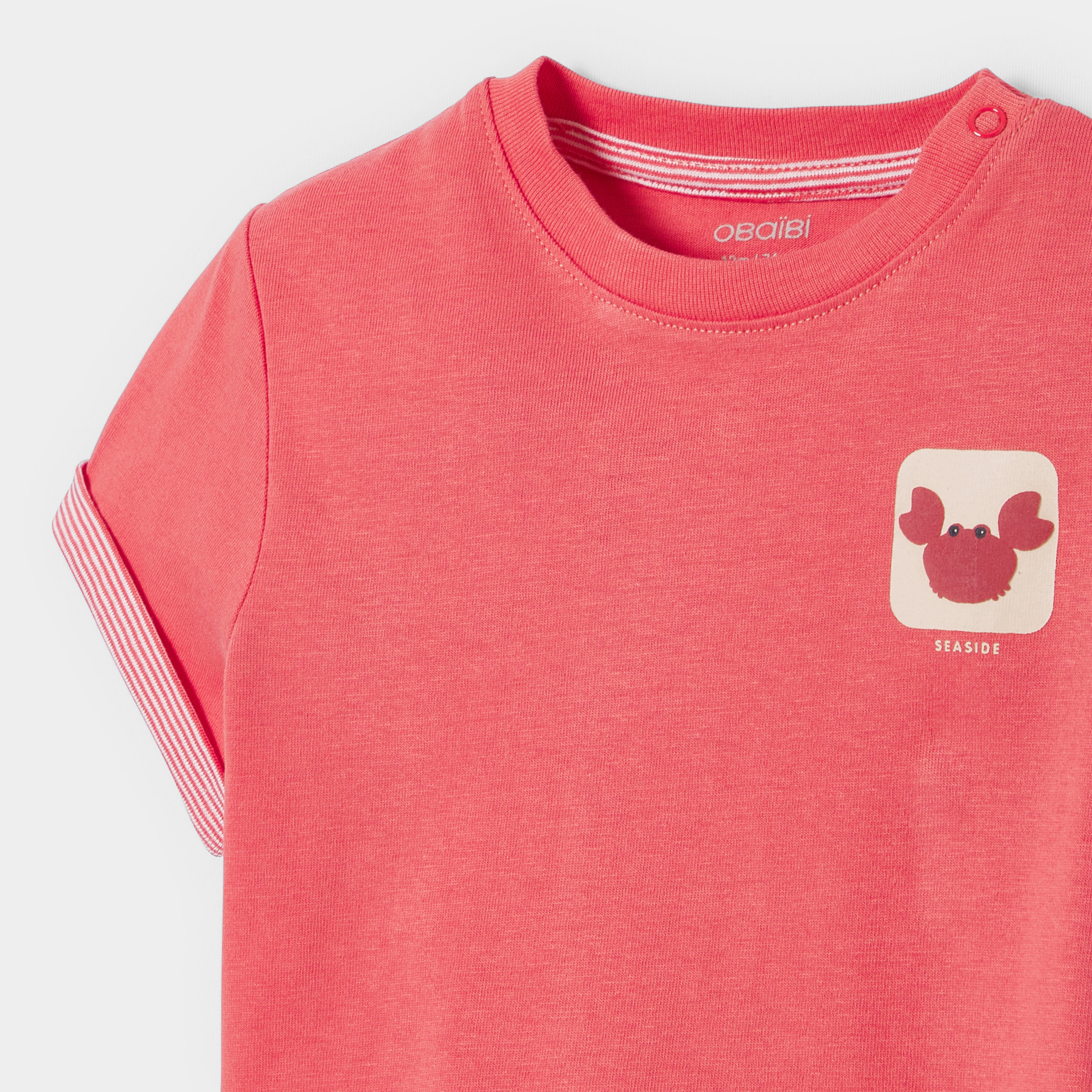 T-shirt à motif bleu bébé garçon - Corail  Moyen
