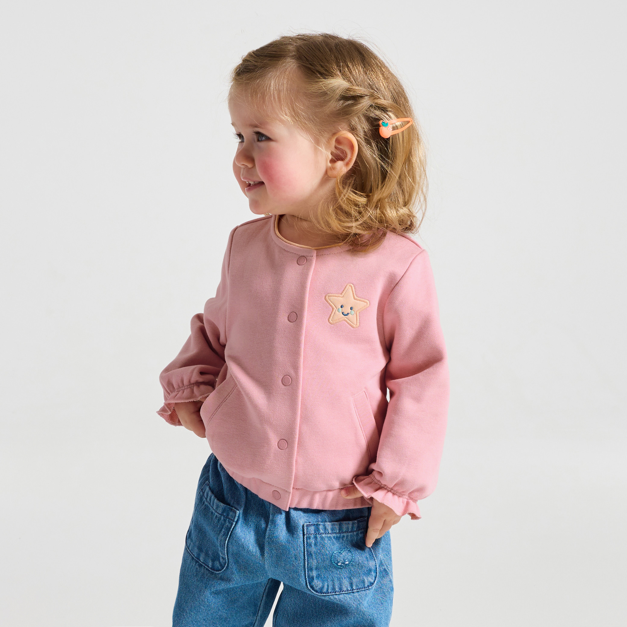 Sweat en molleton rose bébé fille - Rose passé