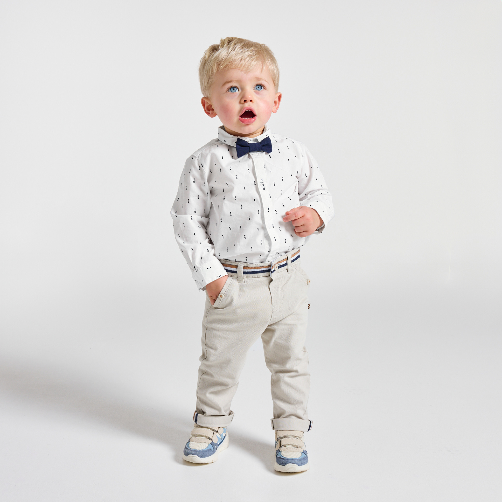 Chemise blanche bébé garçon - Imprimé bleu