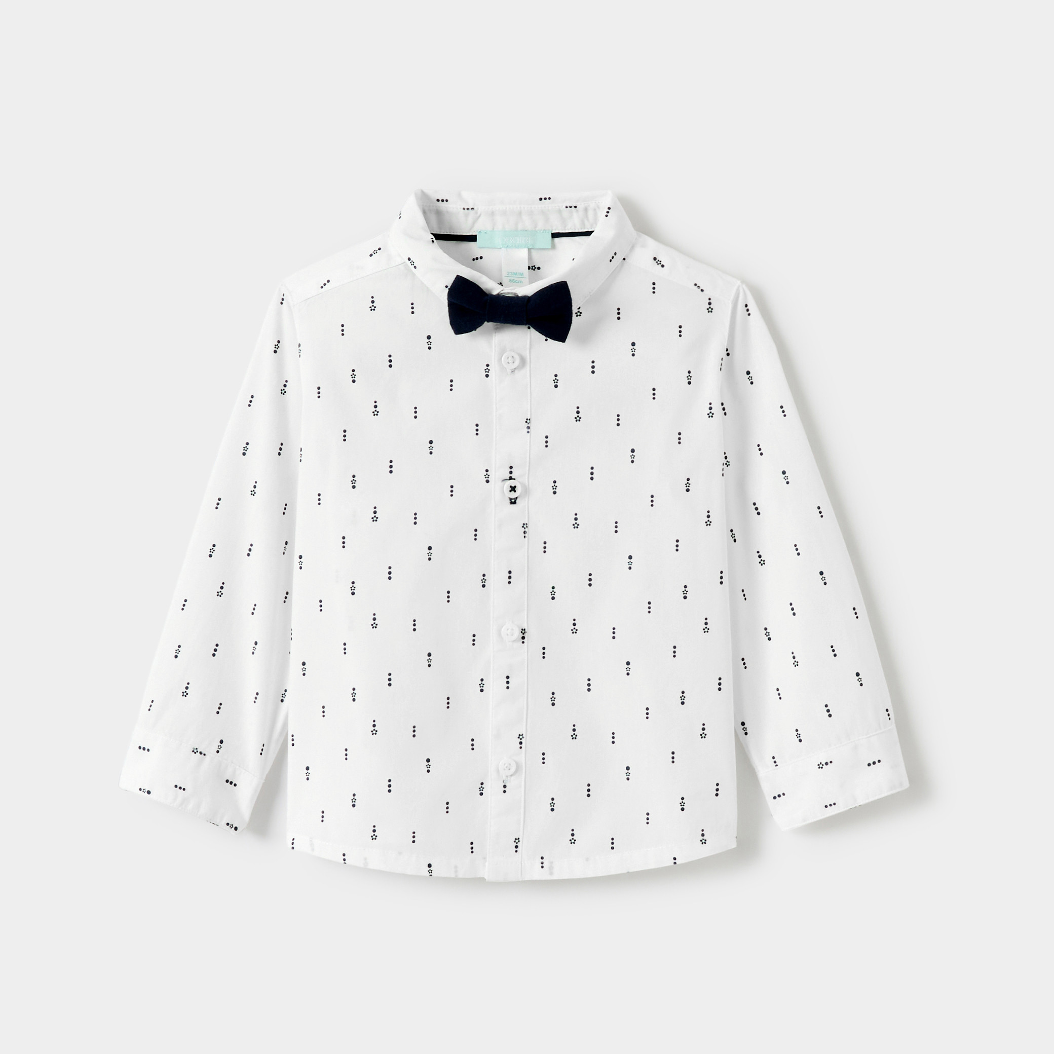 Chemise blanche bébé garçon - Imprimé bleu
