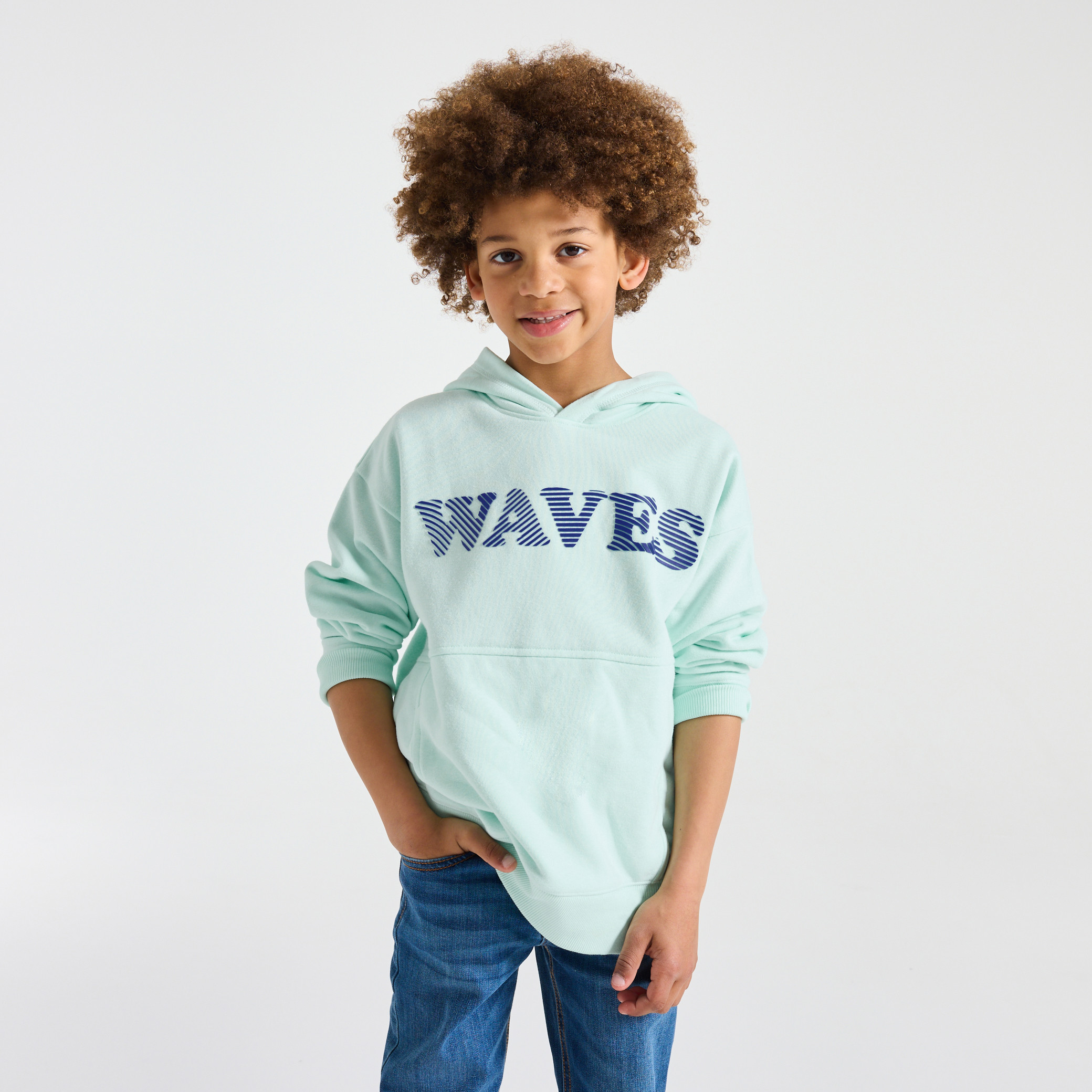 Sweat à capuche vert Garçon - Vert aqua