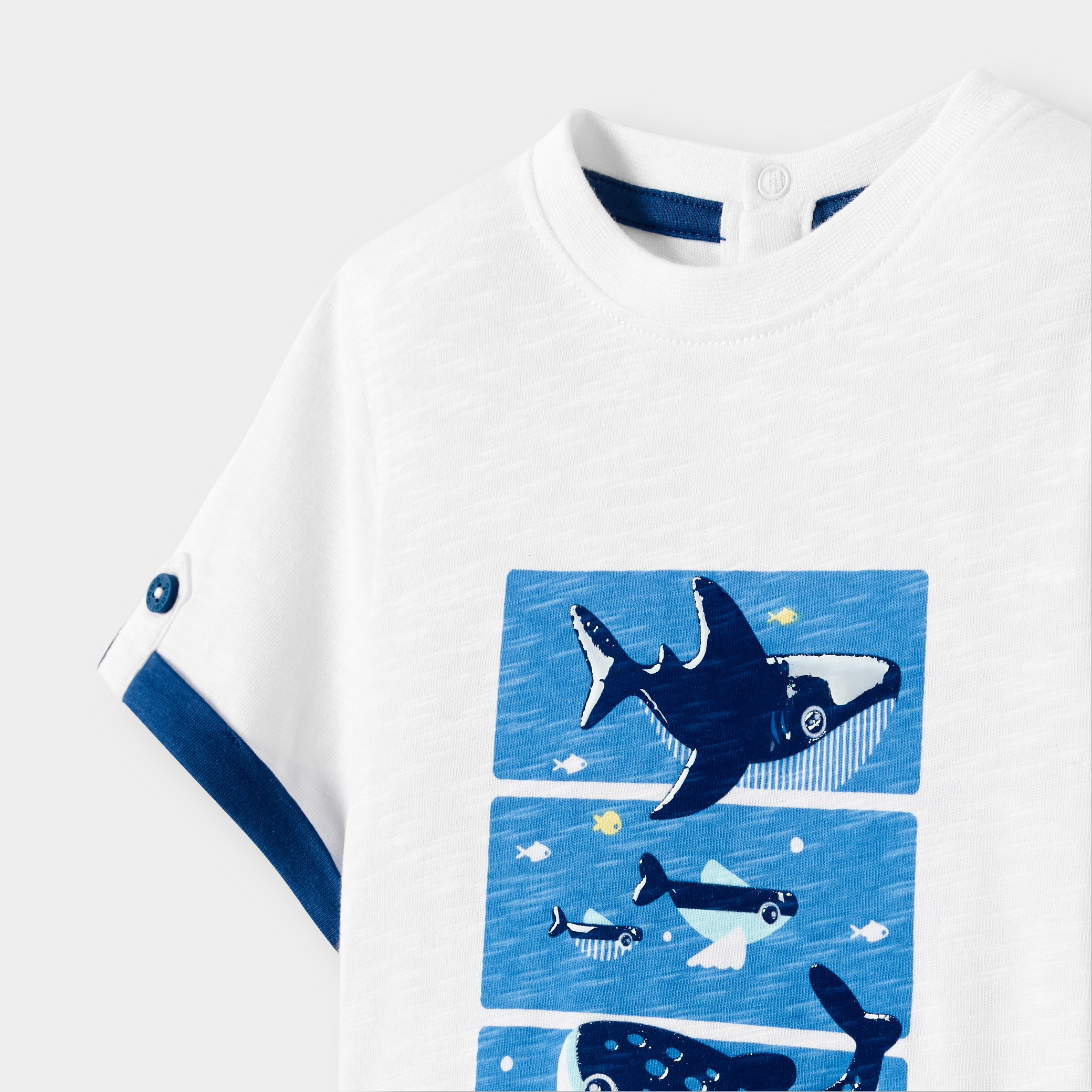 T-shirt baleines bleu bébé garçon - Bleu Outremer