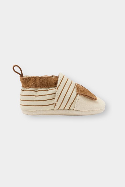 Chaussons cuir chien marron bébé naissance mixte 1