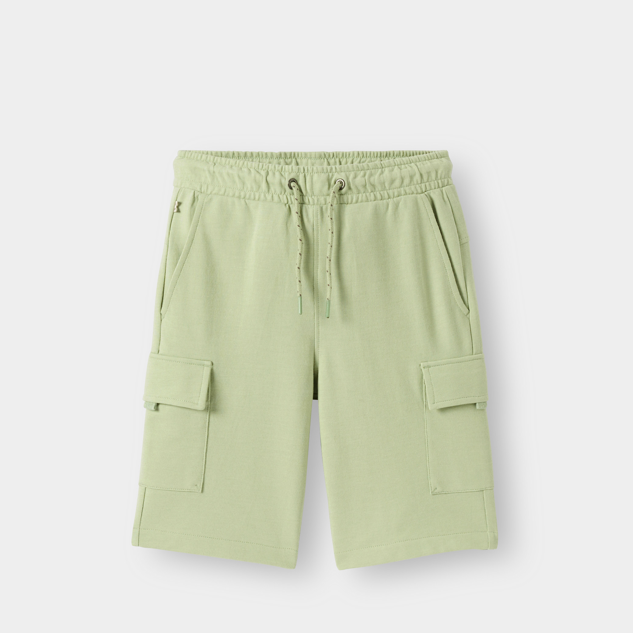 Bermuda cargo molleton kaki garçon - Vert Sauge