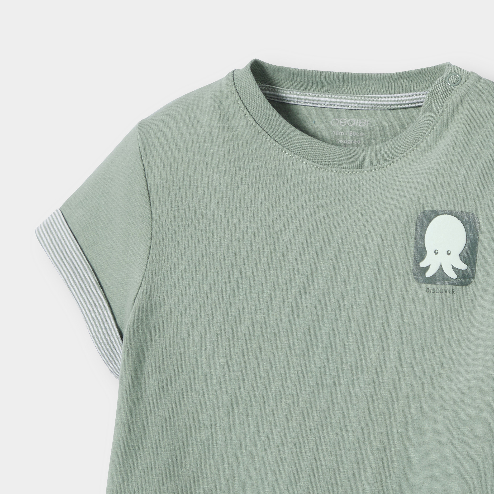 T-shirt à motif bleu bébé garçon - Vert olivier