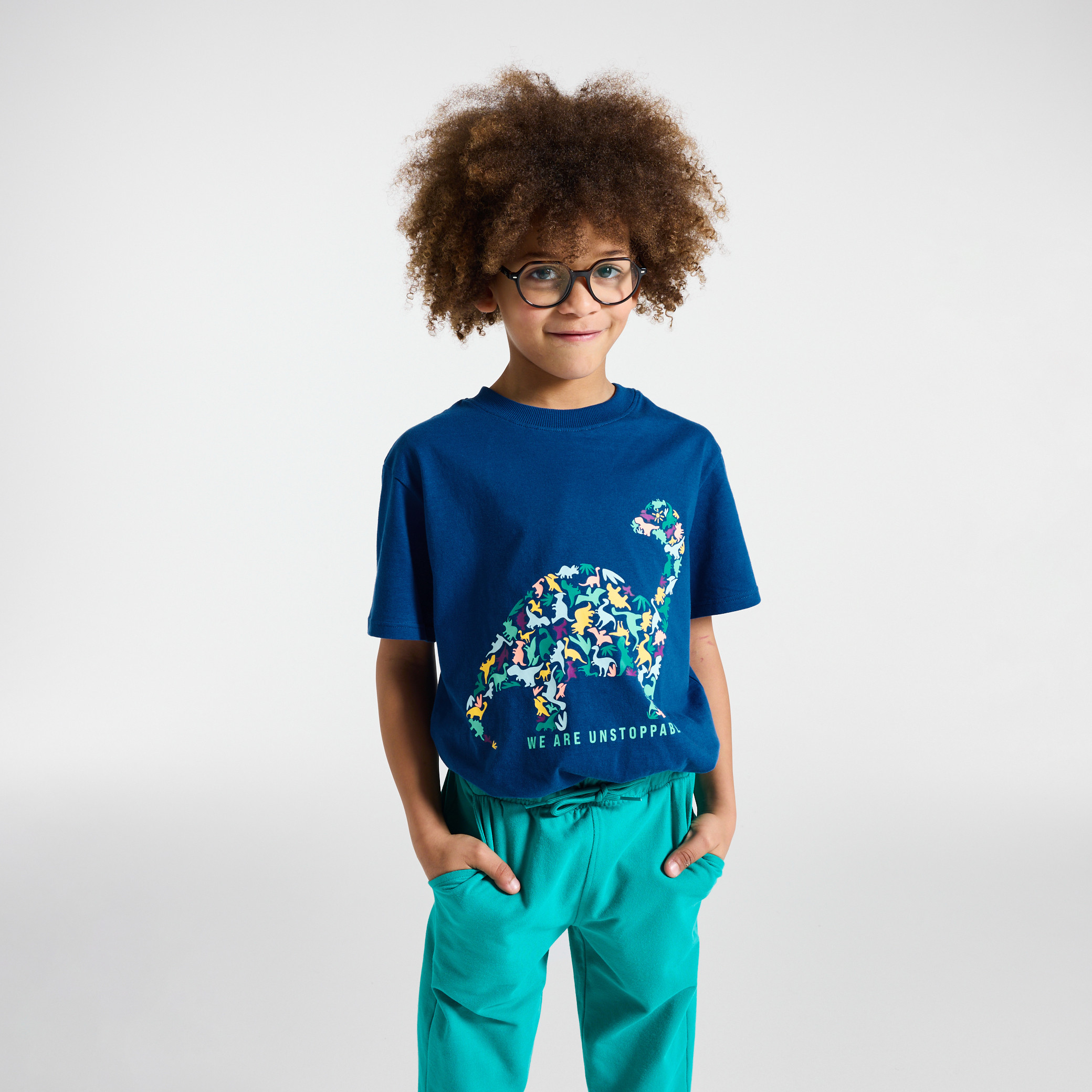 Tshirt vert motif dinosaure garçon - Bleuet