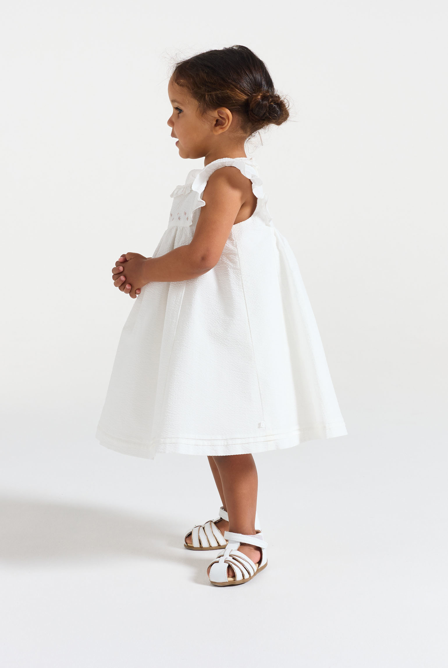 Robe de cérémonie à volants blanc bébé fille - Blanc