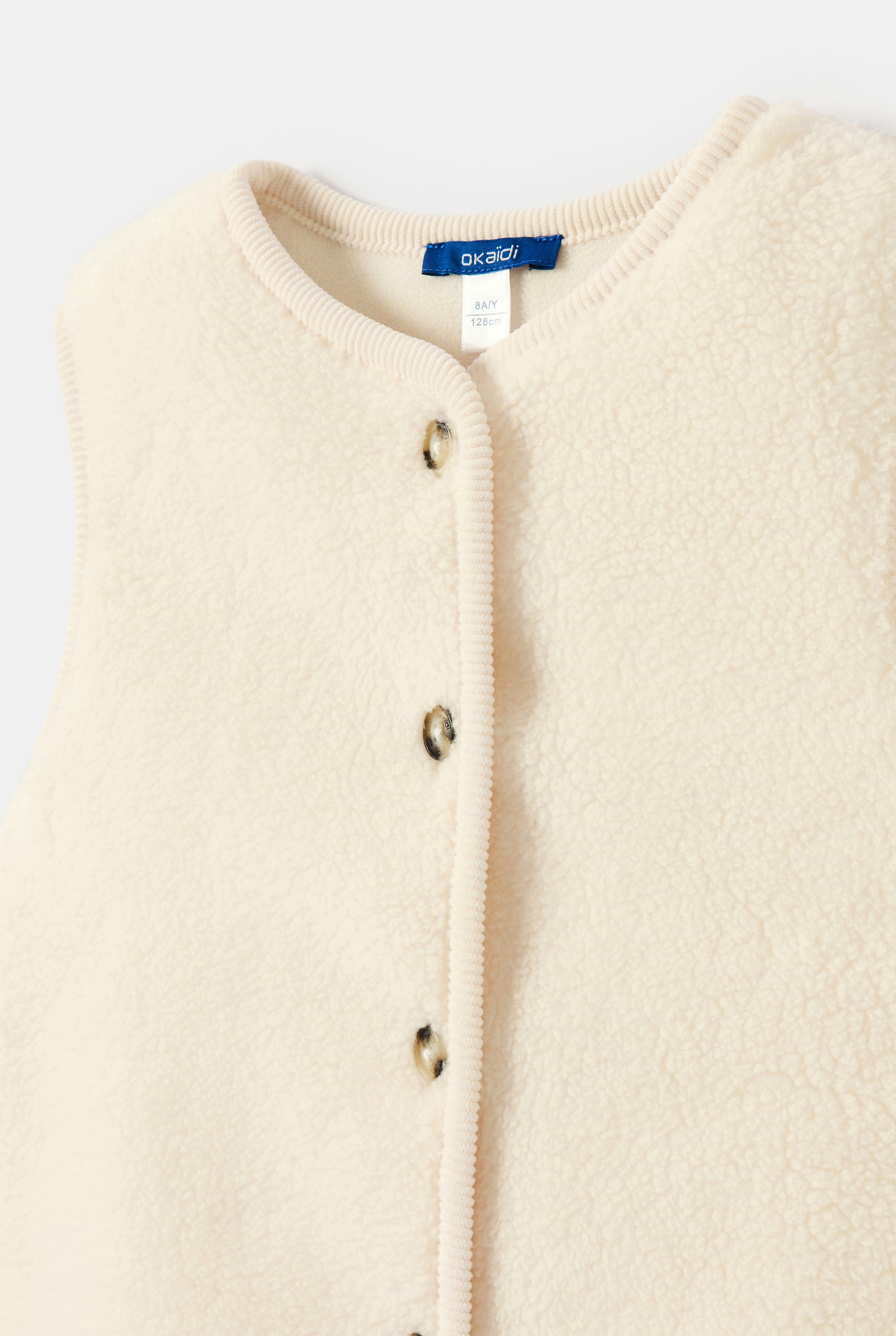 Gilet beige sans manches fille - Ecru
