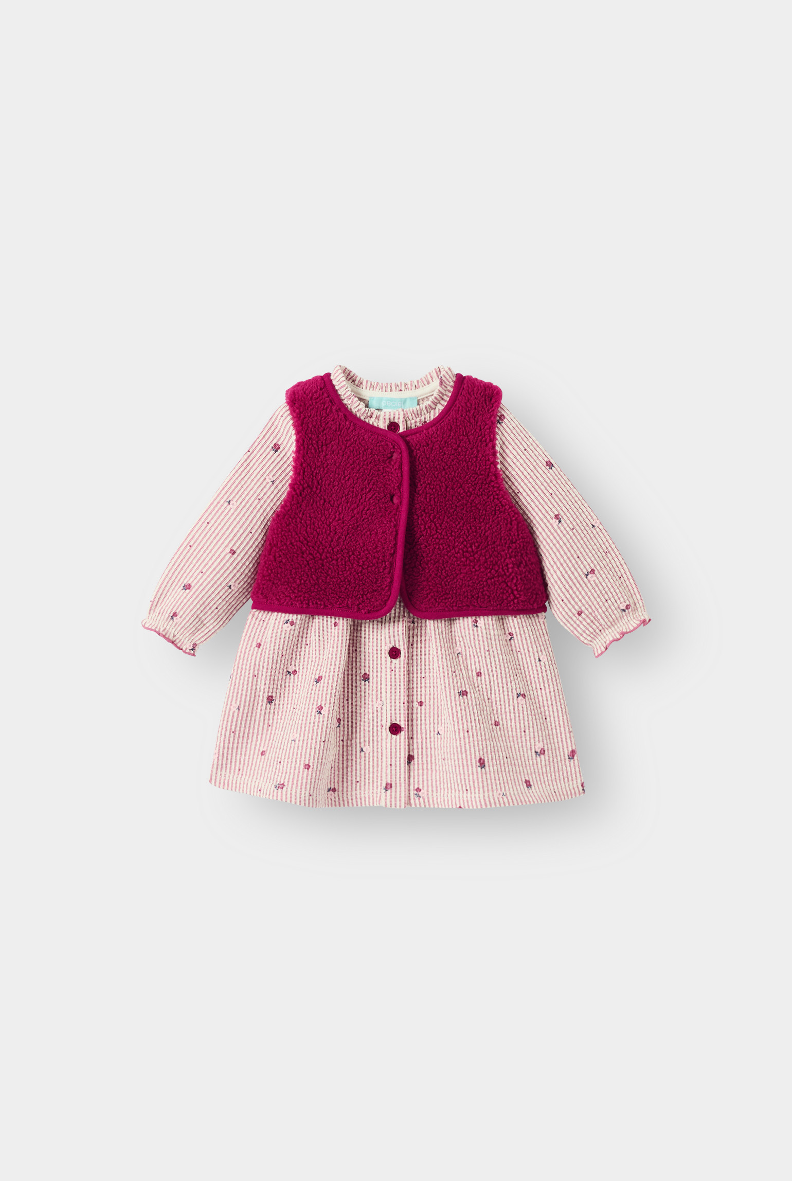 Ensemble robe et gilet rose bébé fille - Imprimé rose