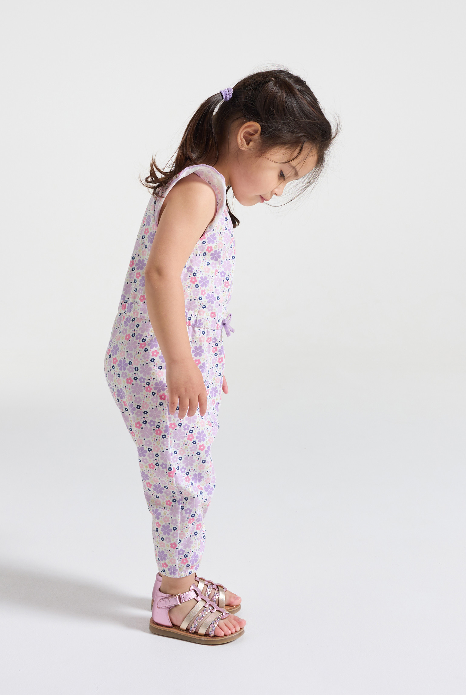 Combi longue fleurie rose bébé fille - Imprimé rose