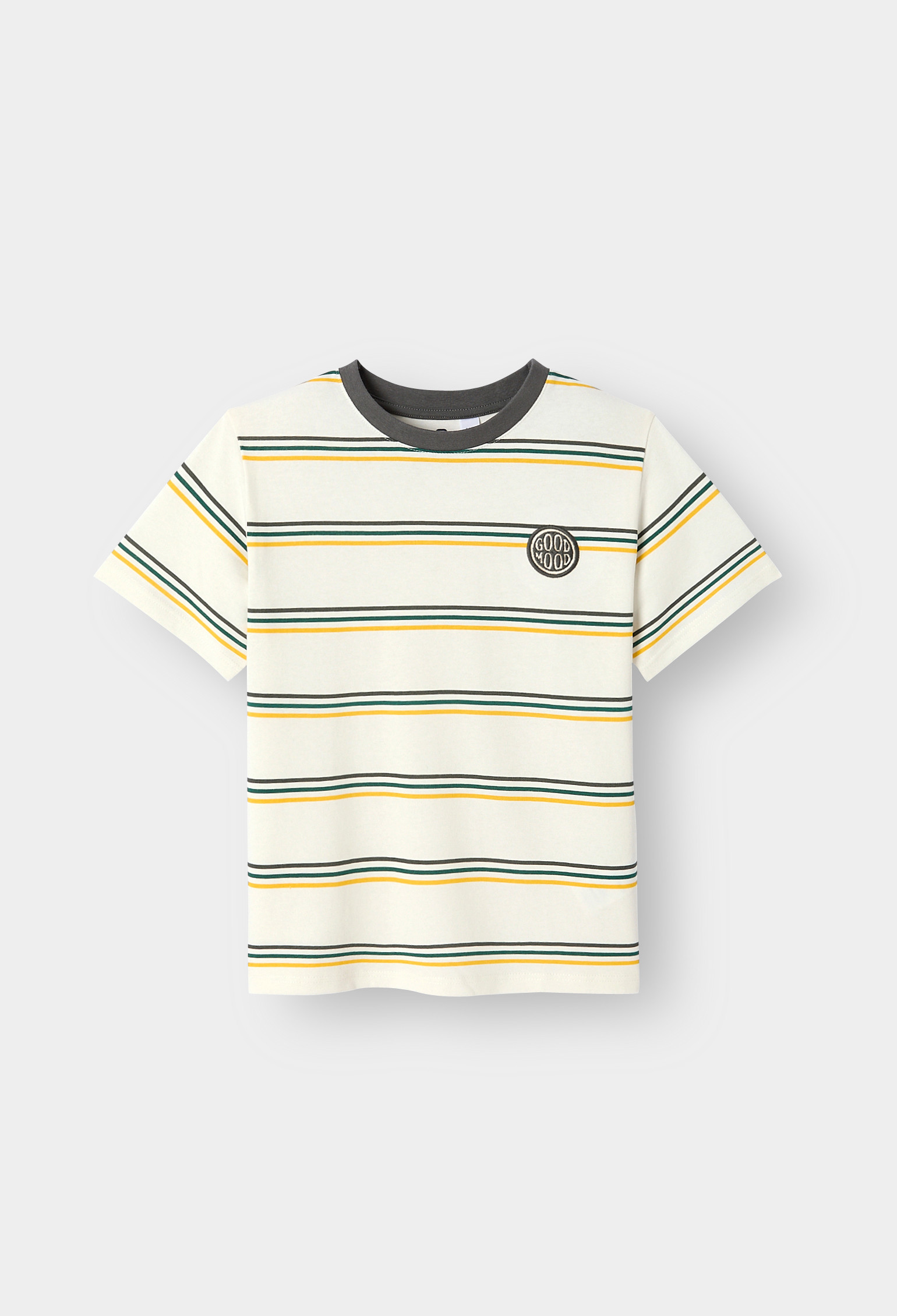 T-shirt rayé blanc garçon - Rayures vert