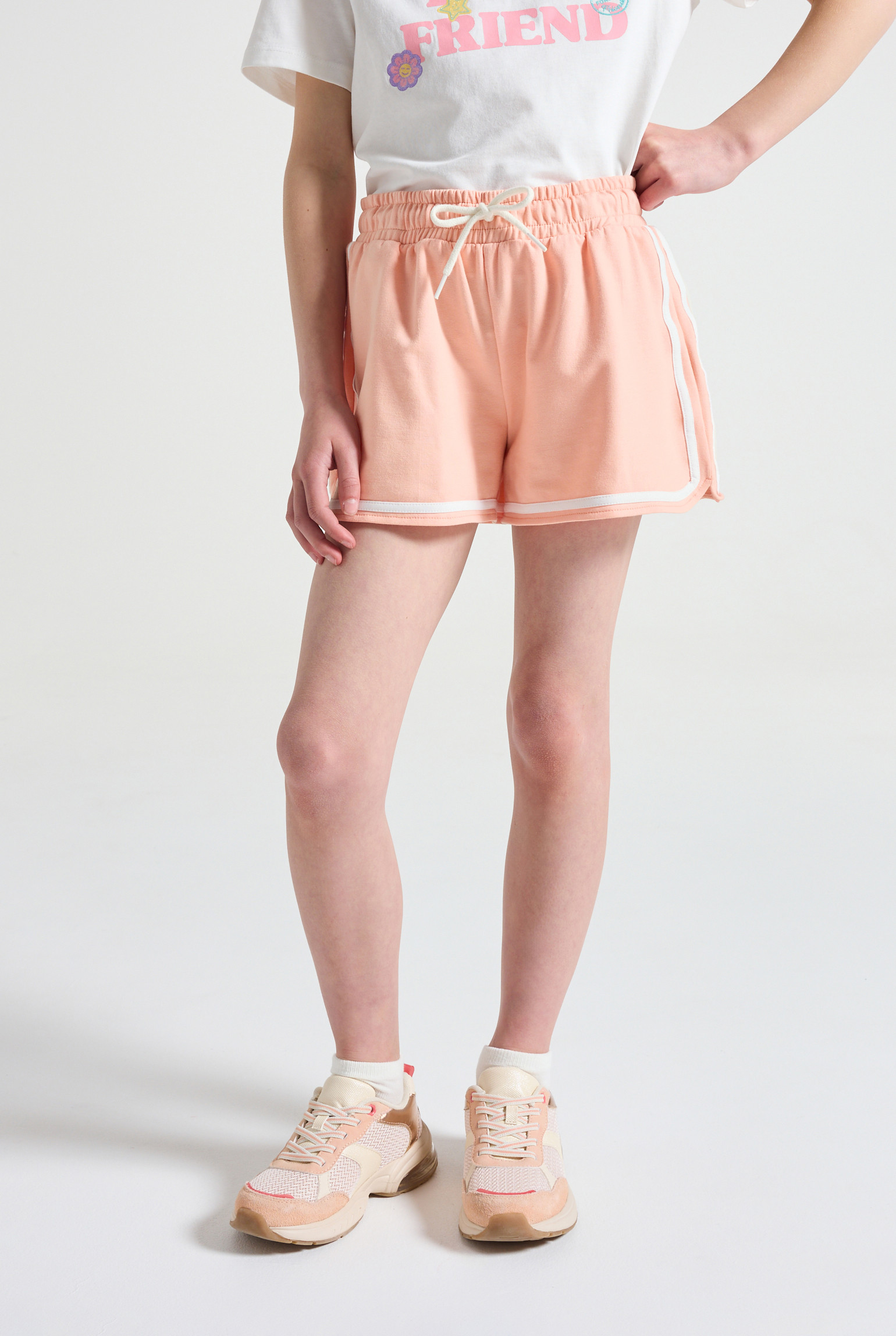Short molleton léger rose fille - Rose saumon
