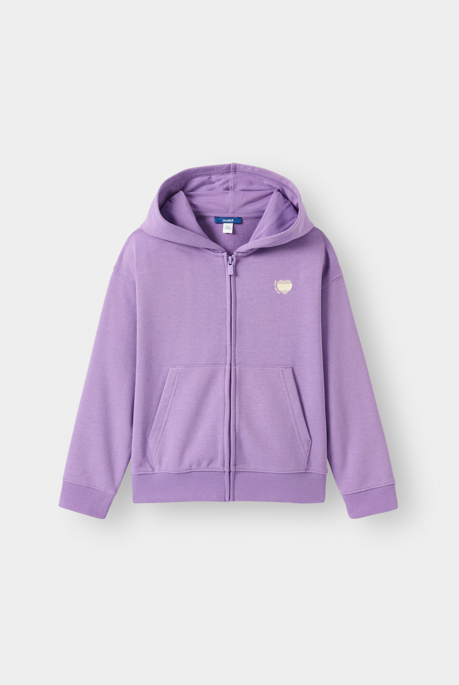 Sweat-shirt à capuche gris Fille - Violet Orchidée