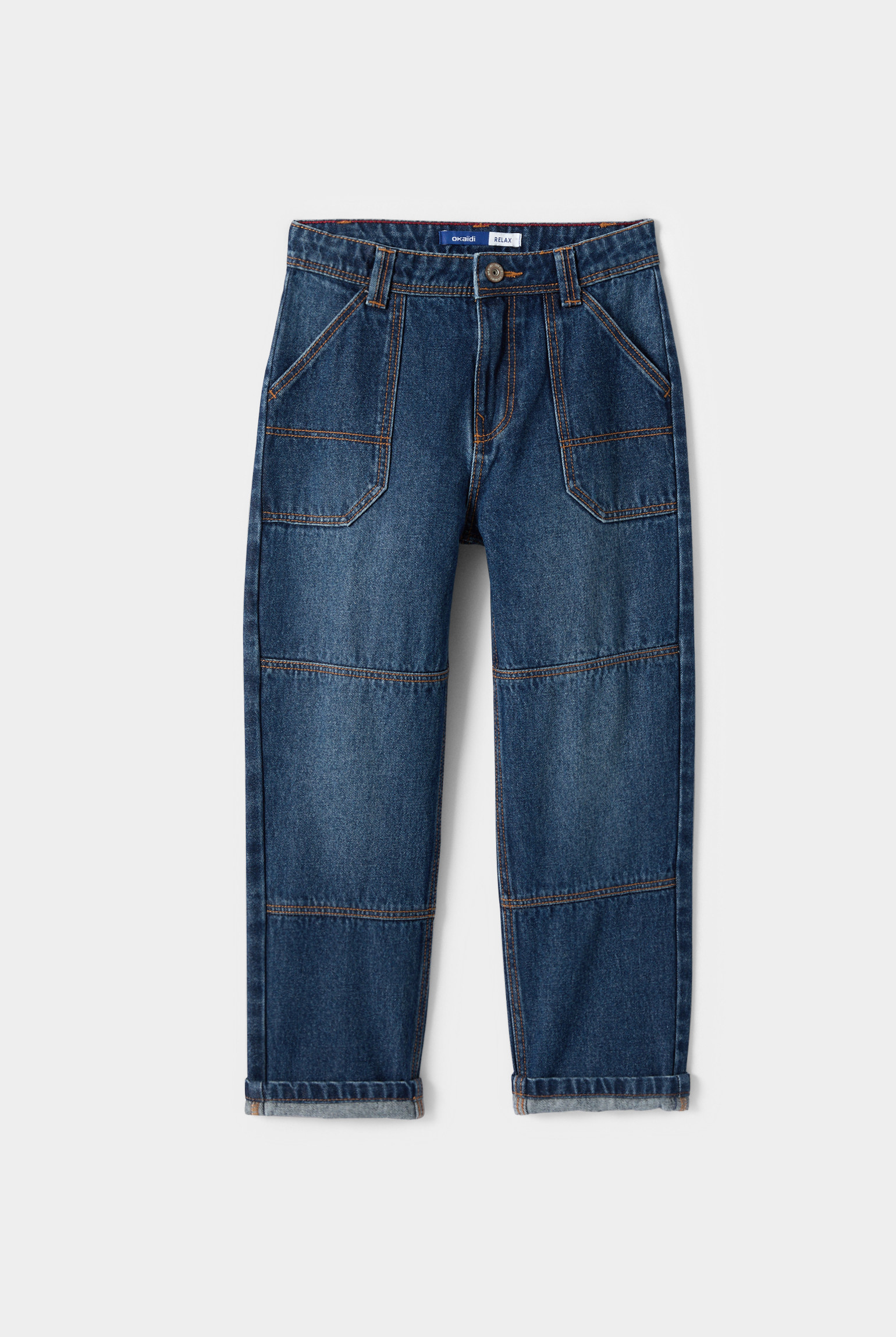 Jean relax denim gris garçon - Denim bleu stone