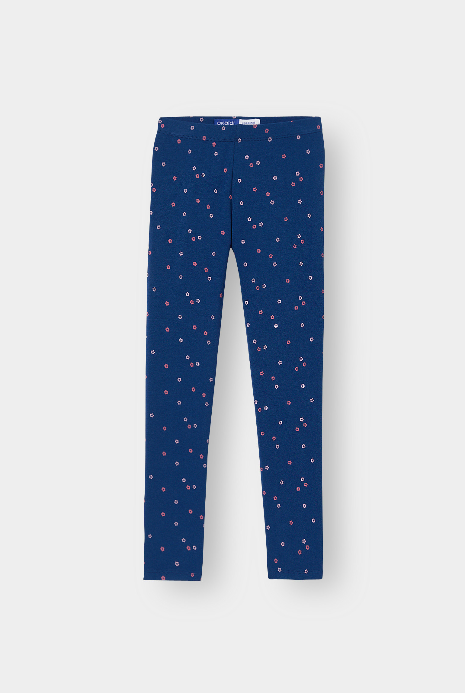 Legging imprimé fleurs bleu fille - Bleu lagon