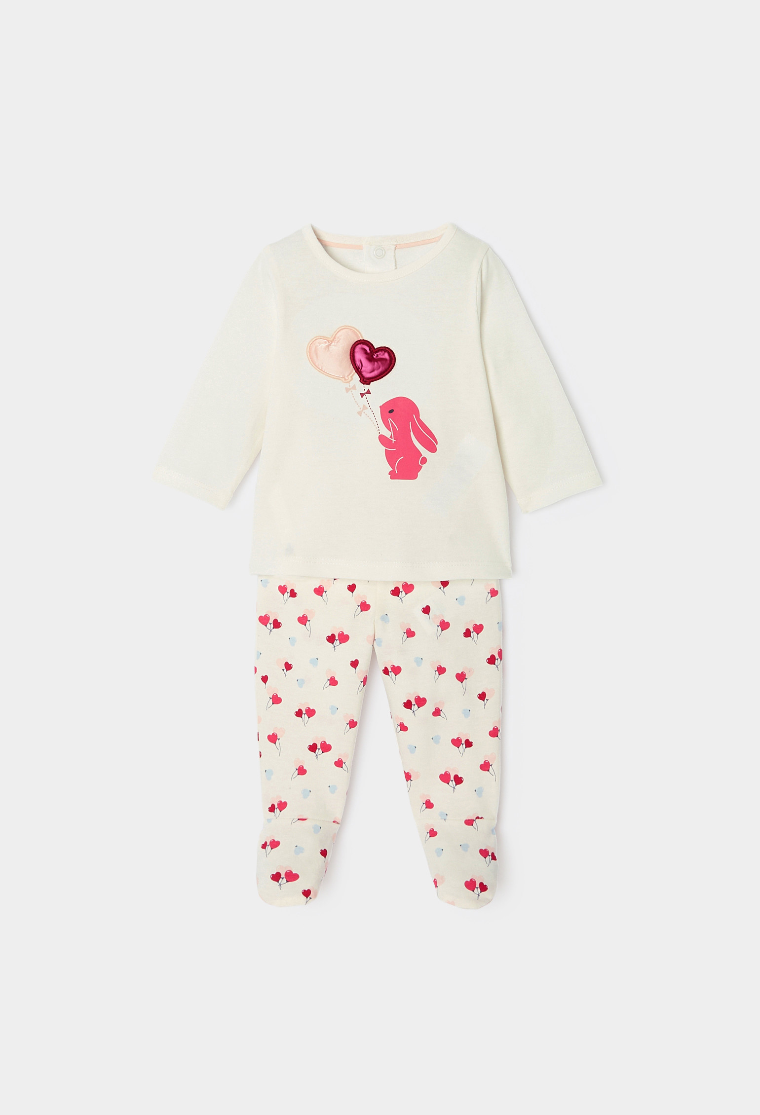 Pyjama fantaisie coeurs rose bébé fille - Rose saumon