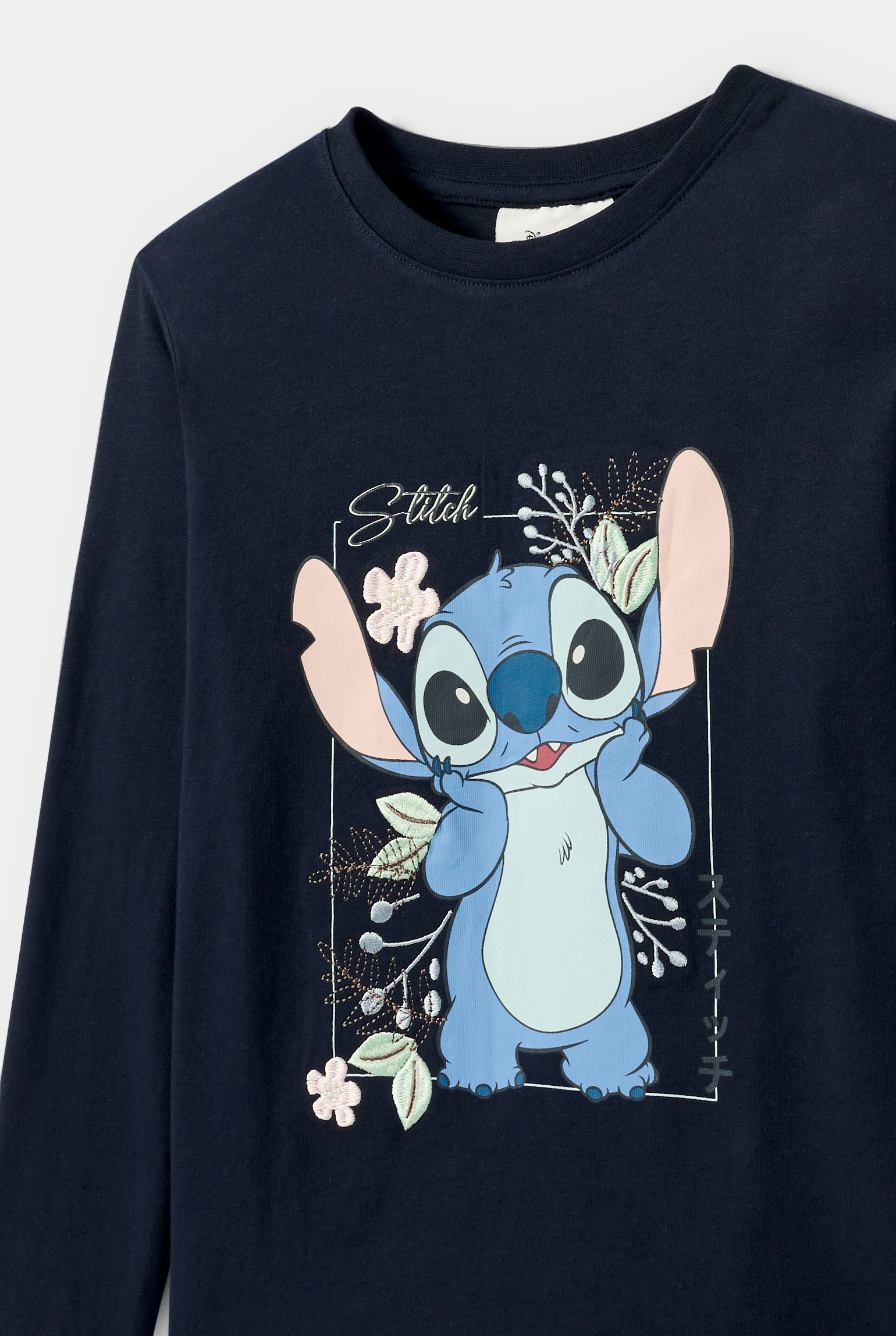 T-shirt Lilo et Stitch bleu marine fille - Bleu rivage