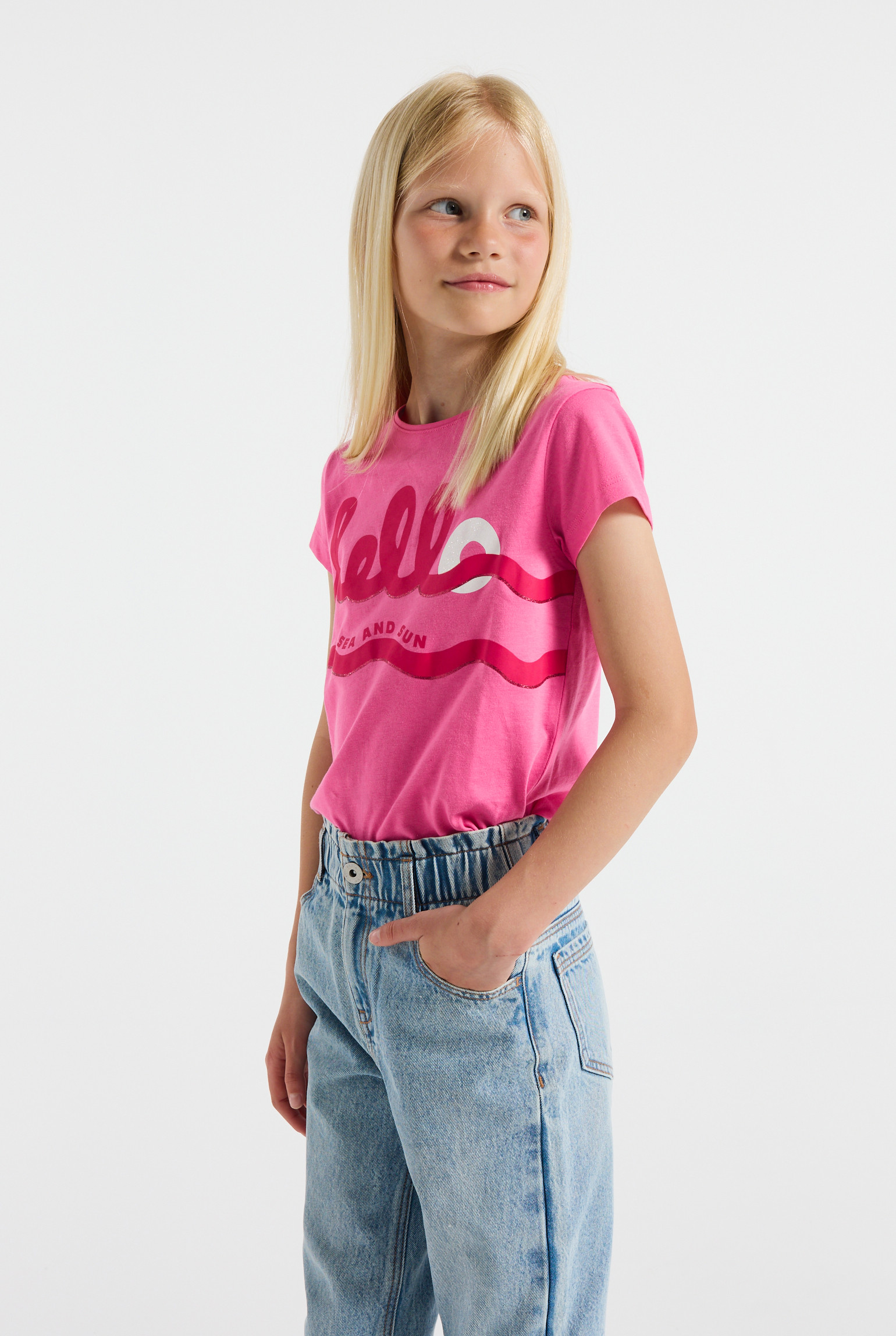 T-shirt blanc à message Fille - Rose Hibiscus
