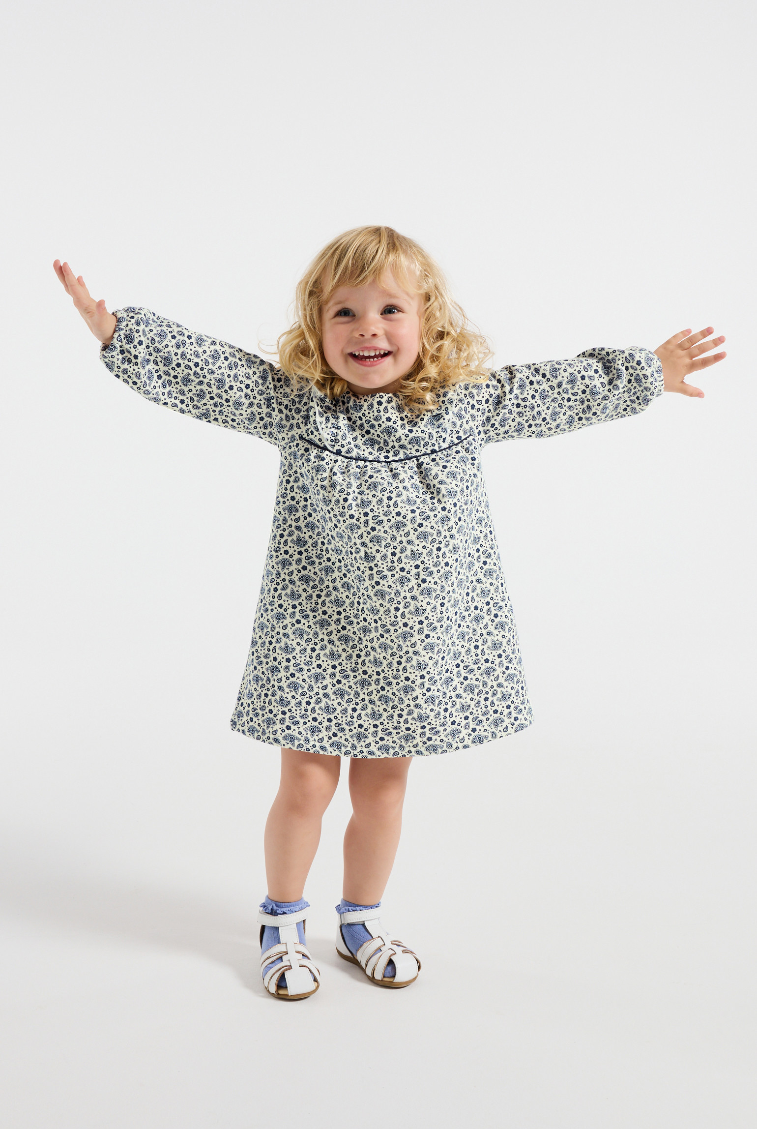 Robe imprimée bleu bébé fille - Imprimé bleu